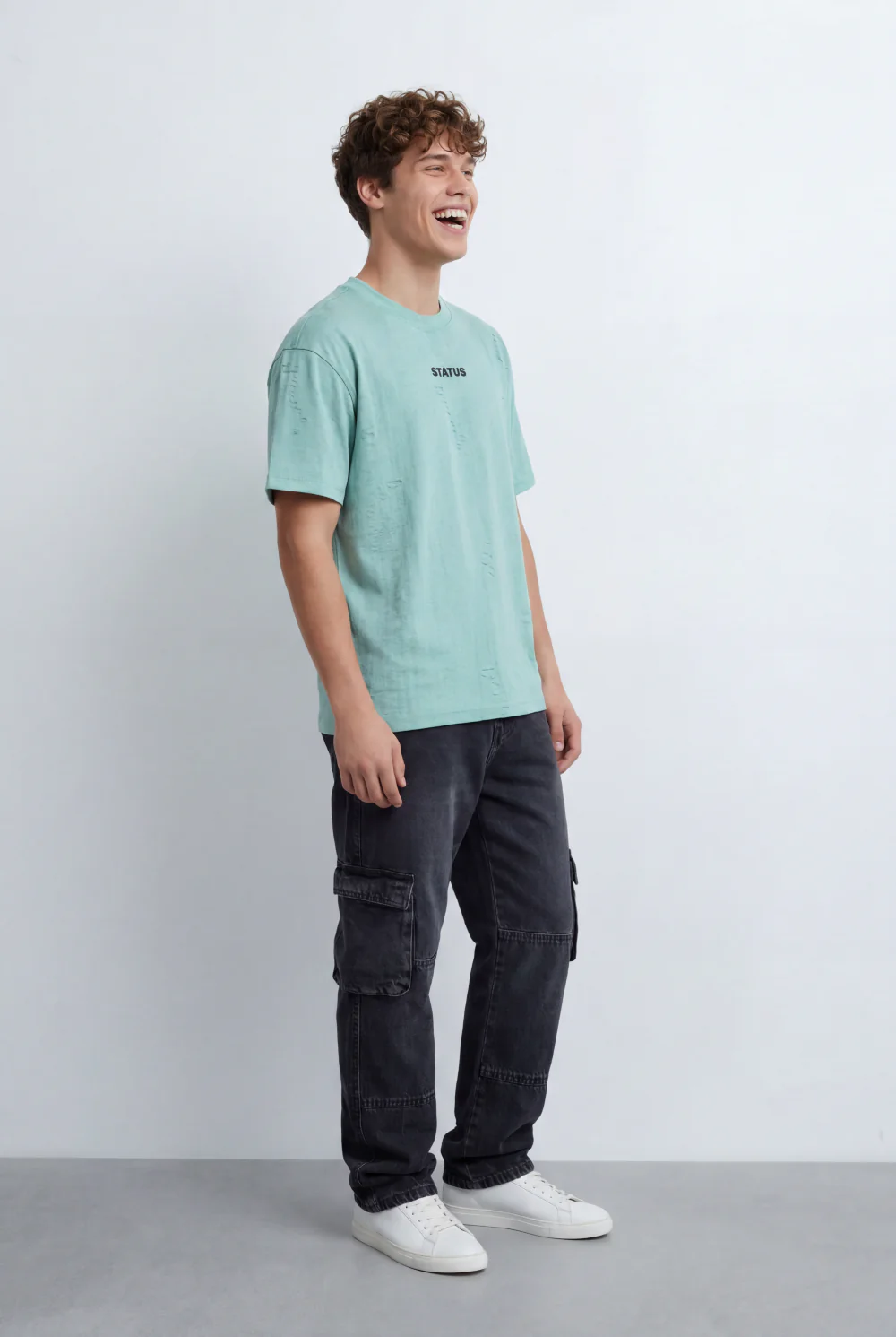 Men’s Tomato Store Oversized T-Shirt Textured Finish Minimal Chest Print - Image 4