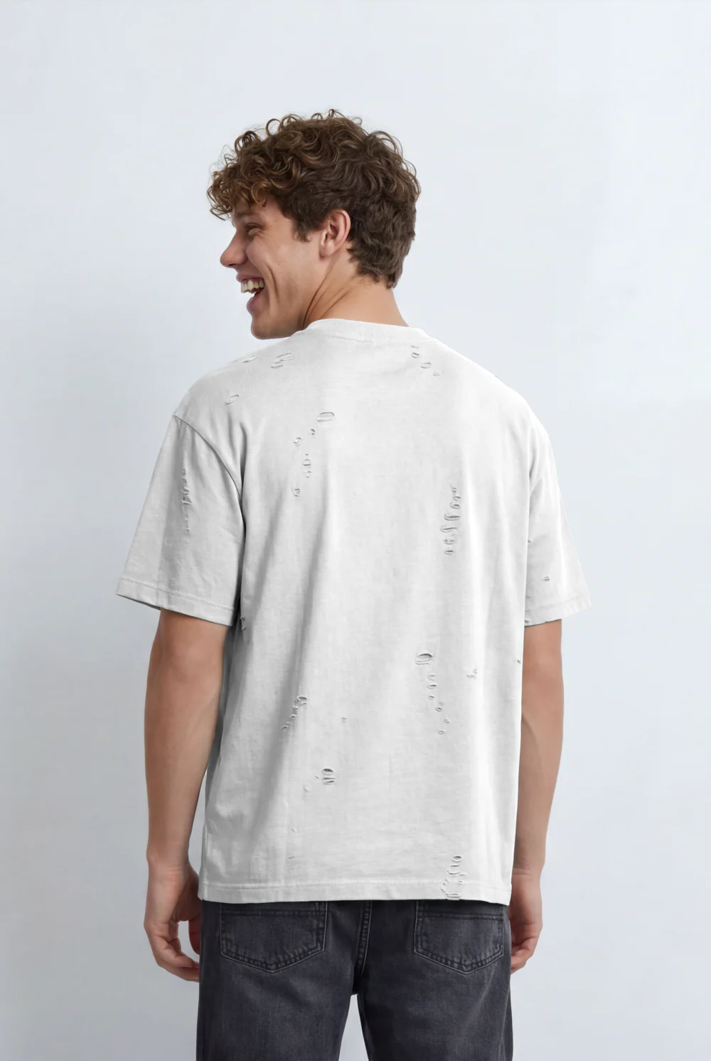Men’s Tomato Store Oversized T-Shirt Textured Finish Minimal Chest Print - Image 6