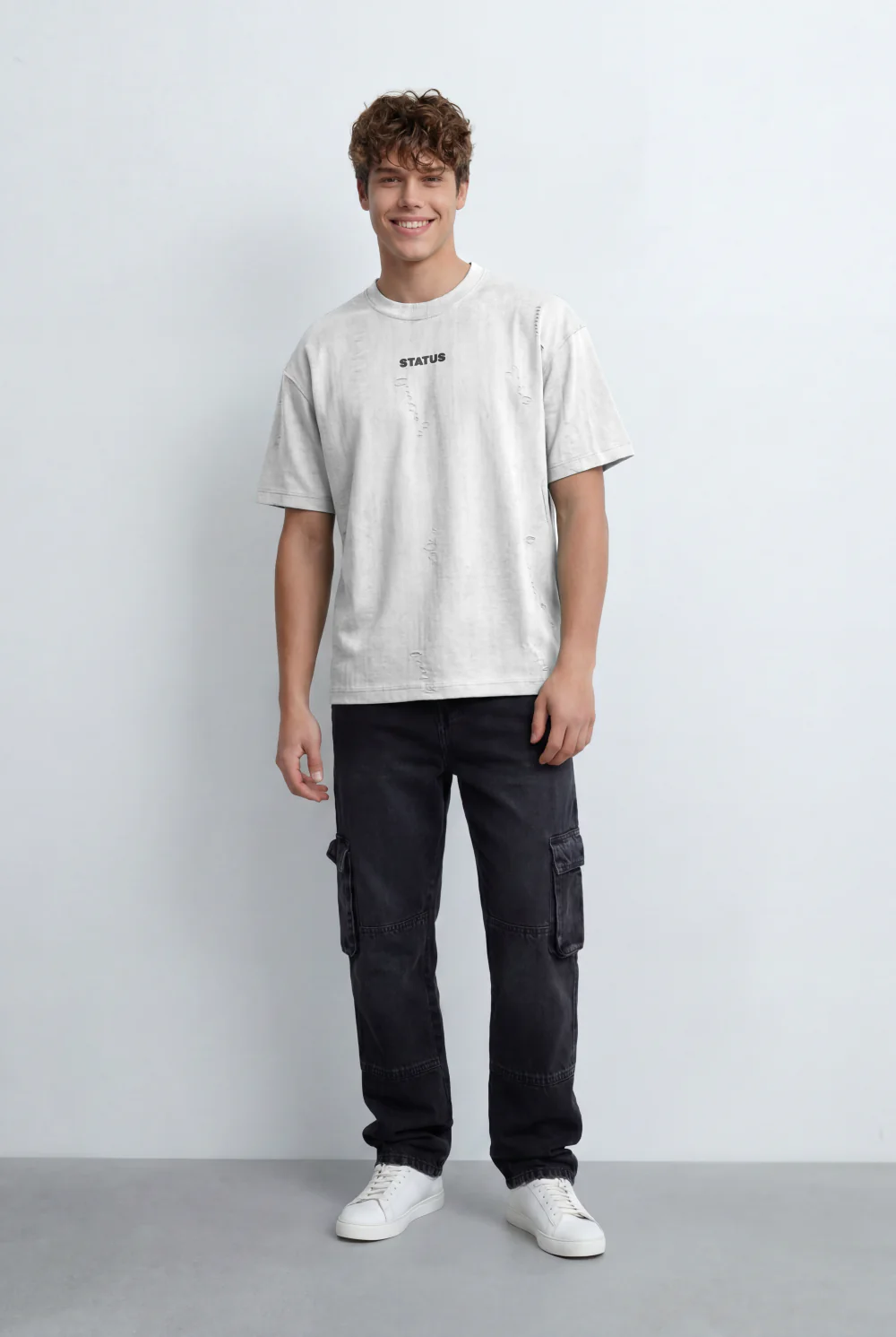 Men’s Tomato Store Oversized T-Shirt Textured Finish Minimal Chest Print - Image 7