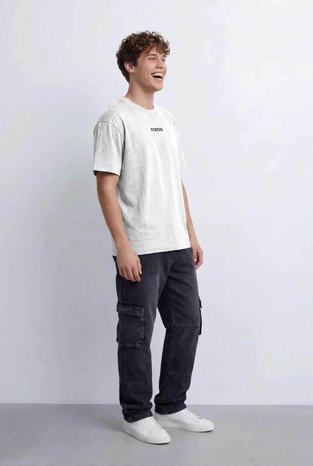 Men’s Tomato Store Oversized T-Shirt Textured Finish Minimal Chest Print - Image 8