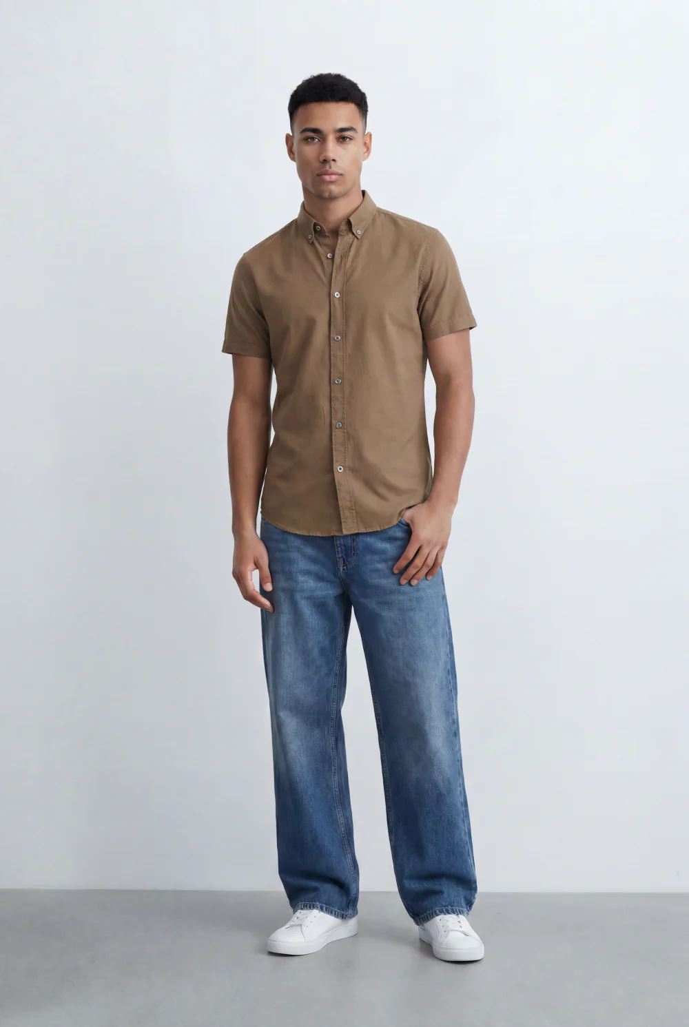 Men’s Tomato Store Oxford Slim Fit Shirt Short Sleeve Button Down Collar Lightweight Breathable Fabric - Image 11