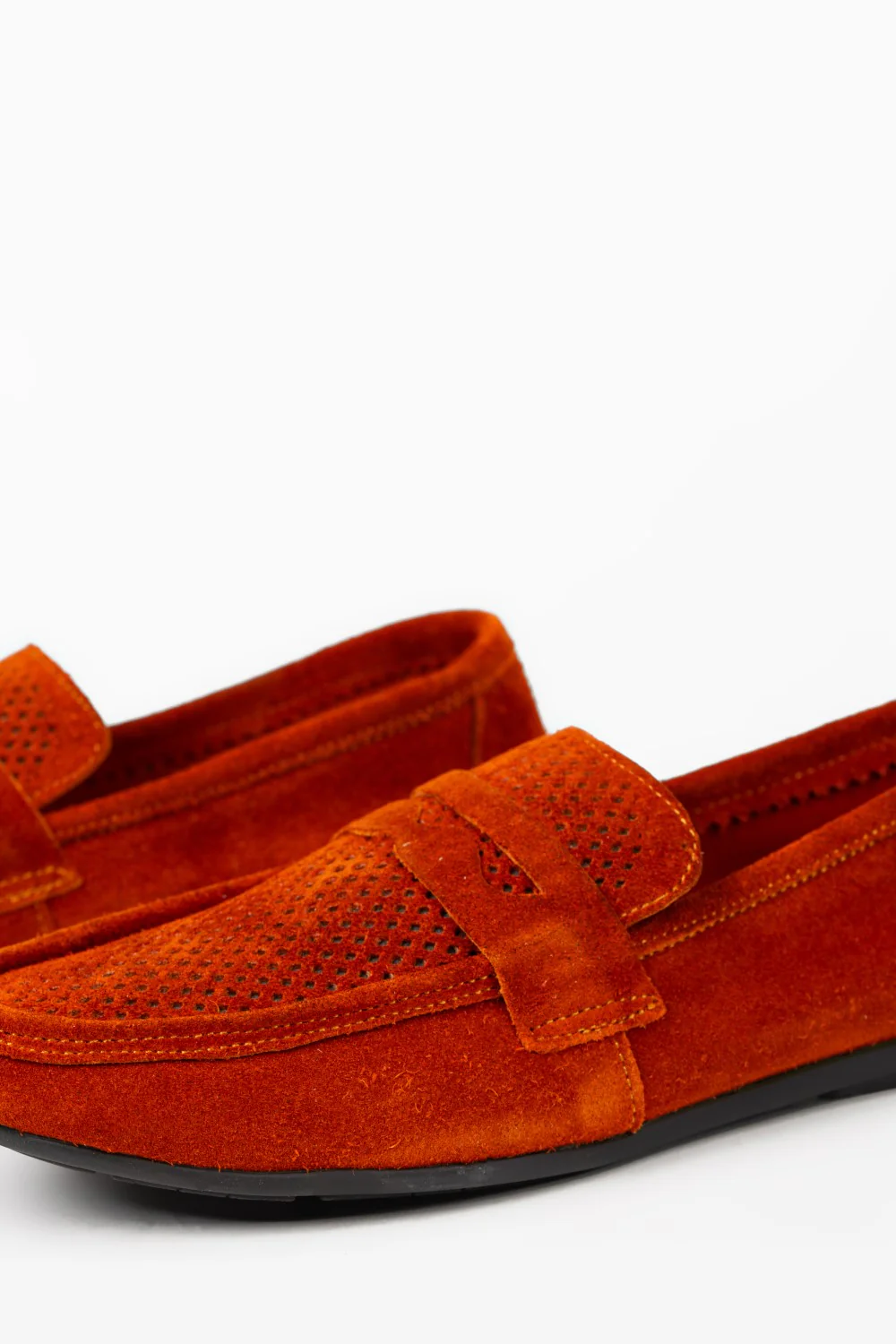 Men’s Tomato Store Perforated Suede Loafers Flexible Low-Profile Shoes - Image 7