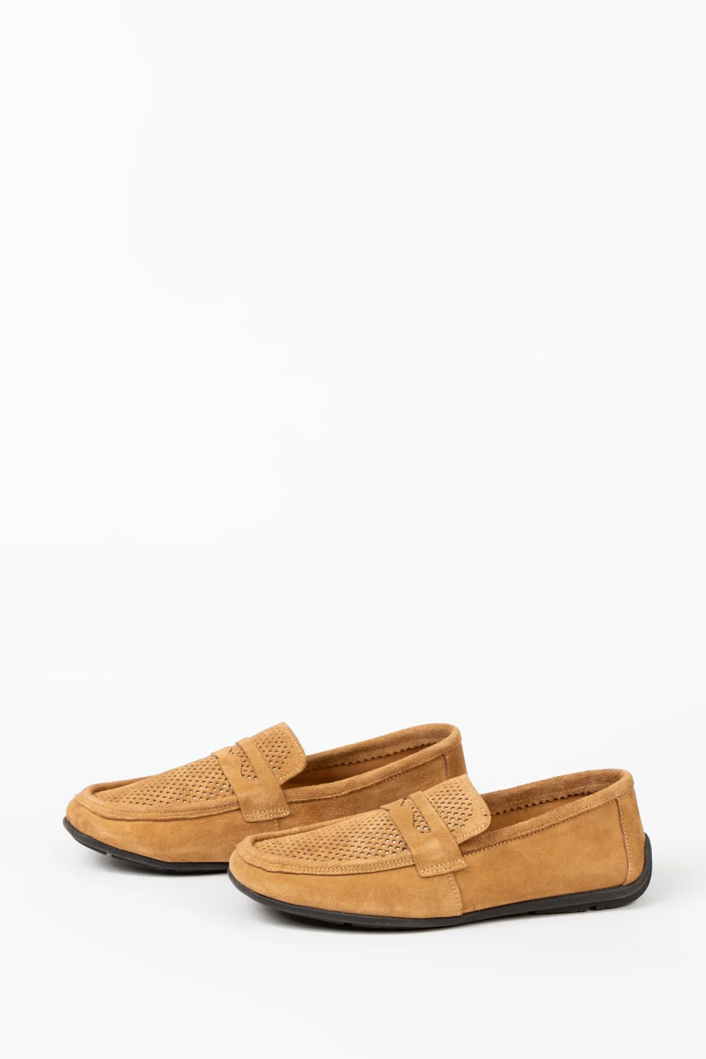 Men’s Tomato Store Perforated Suede Loafers Flexible Low-Profile Shoes - Image 9