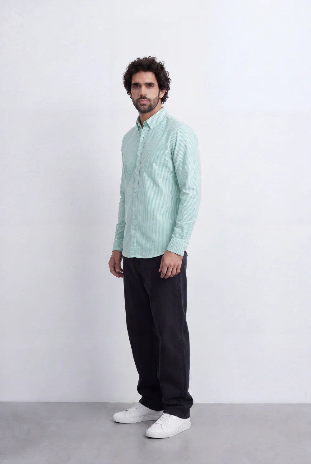 Men’s Tomato Store Pinstripe Button Down Shirt Fine Vertical Stripe Pattern Slim Fit - Image 20