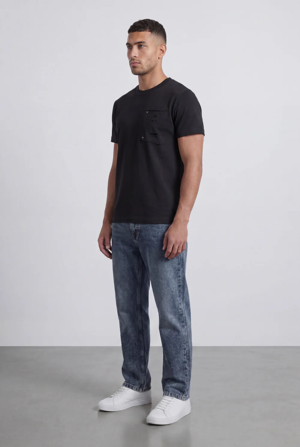 Men’s Tomato Store Pocket T-Shirt Distressed Chest Pocket Detail Clean Minimal Design Regular Fit - Image 4