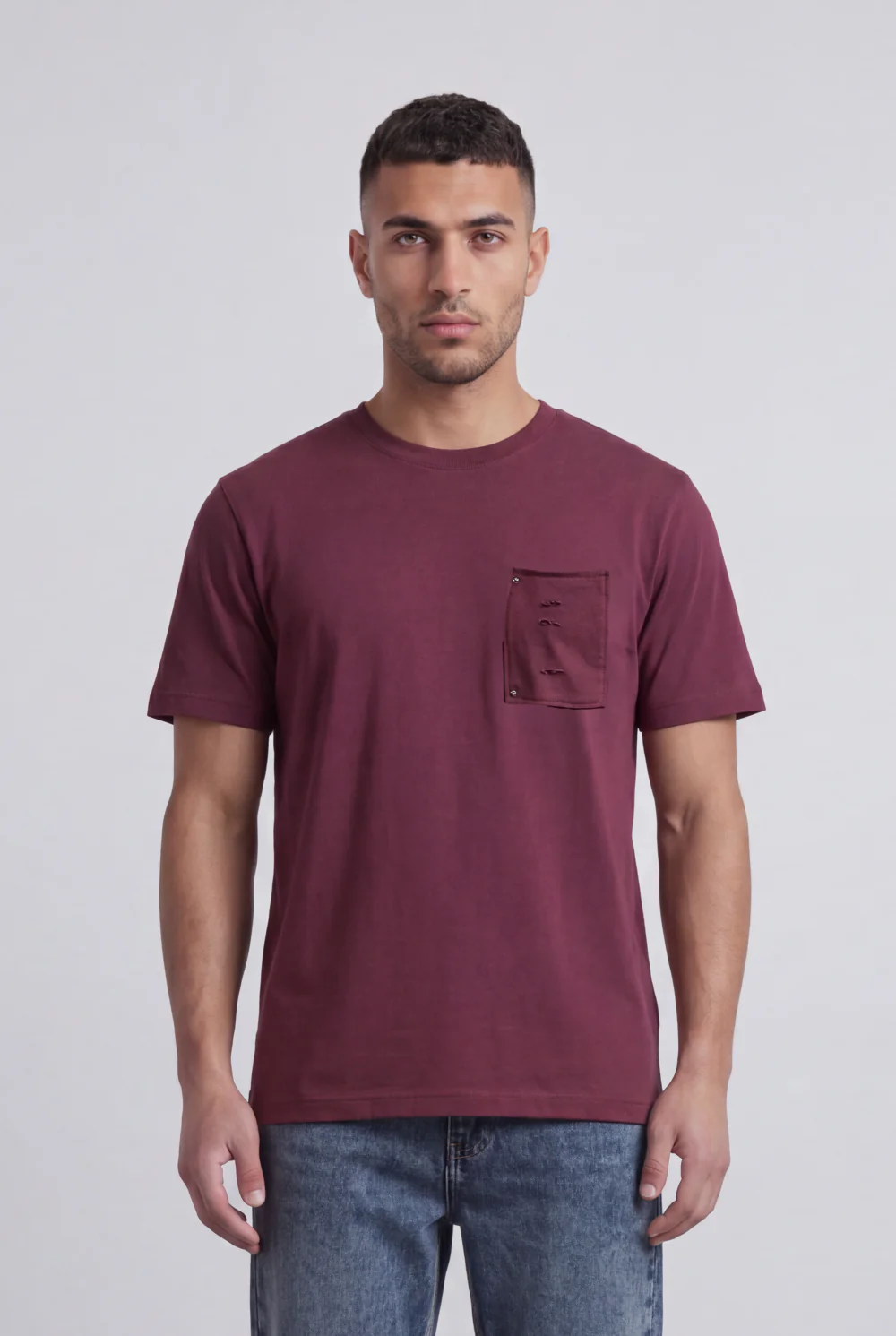 Men’s Tomato Store Pocket T-Shirt Distressed Chest Pocket Detail Clean Minimal Design Regular Fit - Image 9
