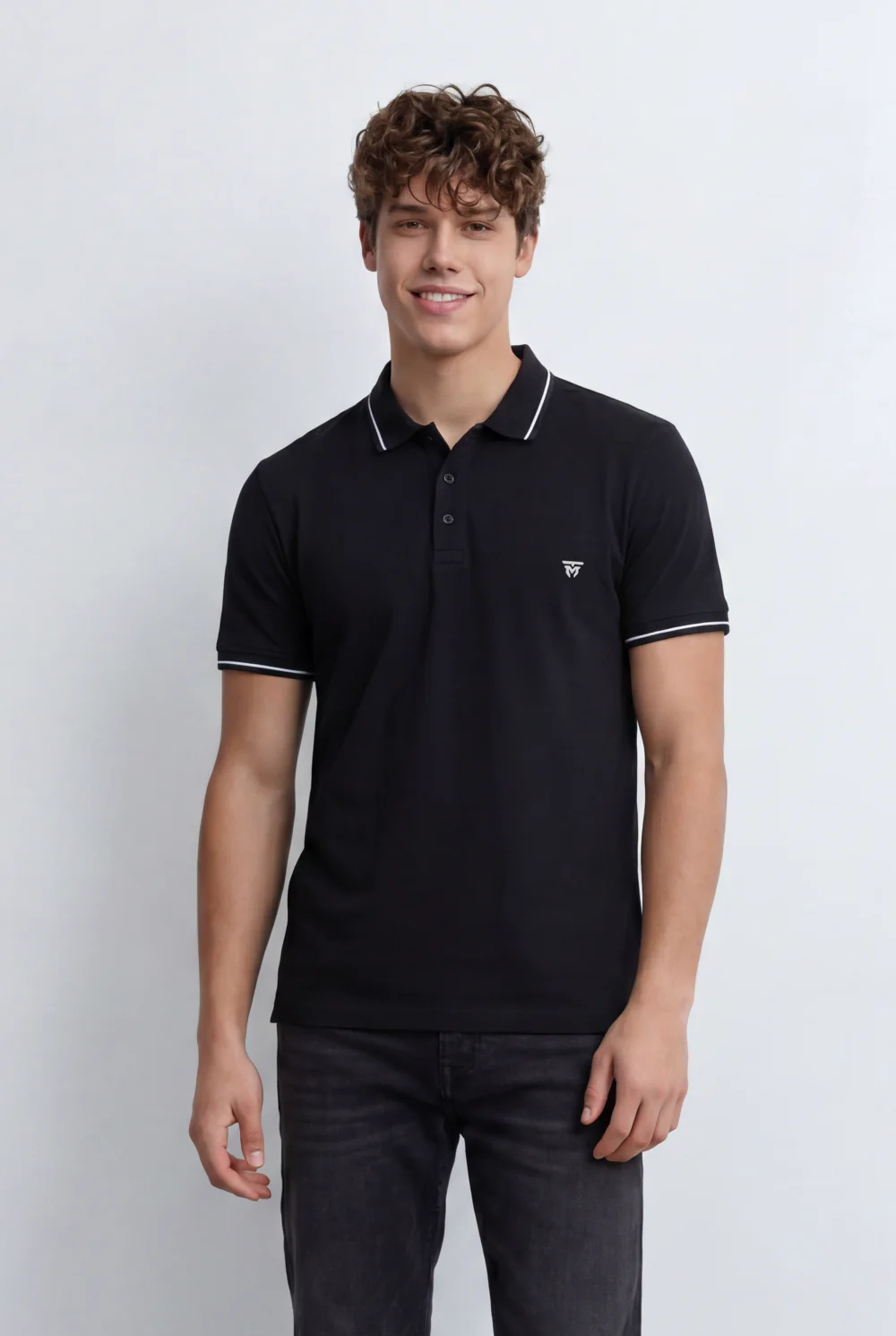 Men’s Tomato Store Polo T-Shirt Contrast Tipping Details Embroidered Chest Logo Slim Fit