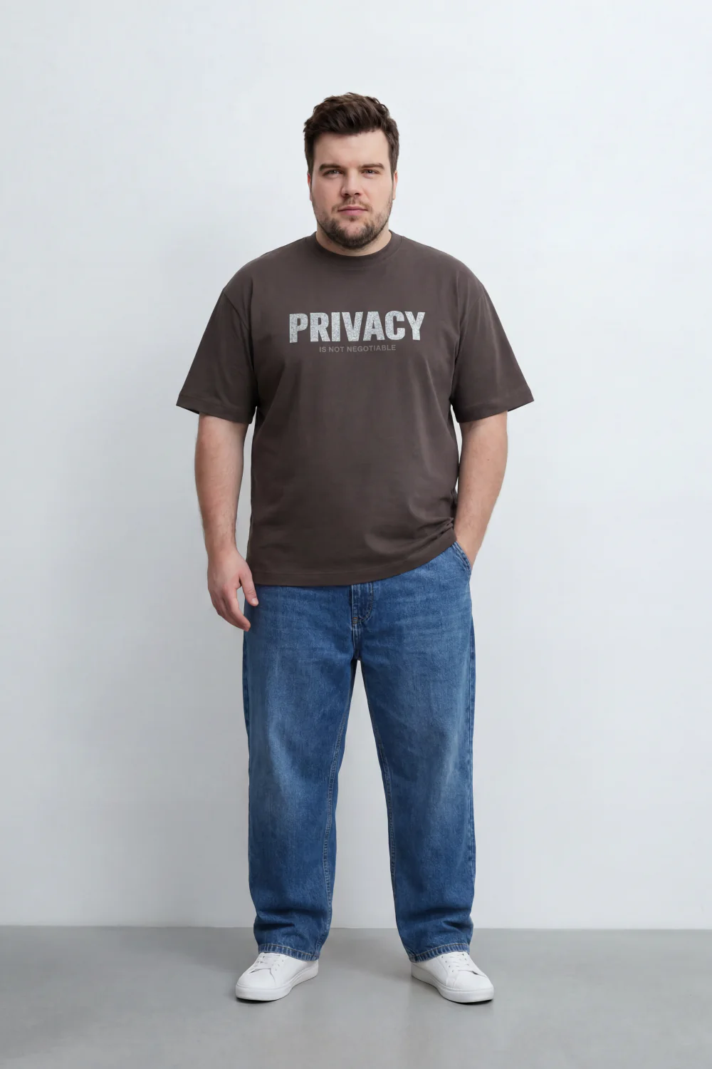 Men’s Tomato Store Private Code T-Shirt Front Privacy Statement Print Cracked Letter Effect Clean Plain Surface Big Size - Image 3