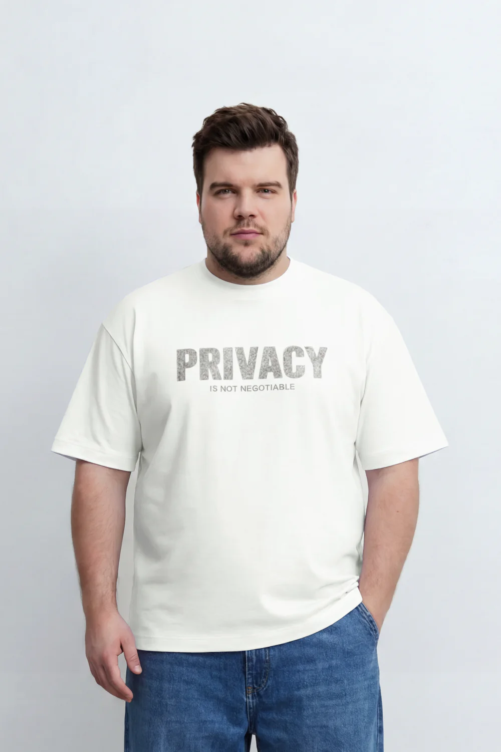 Men’s Tomato Store Private Code T-Shirt Front Privacy Statement Print Cracked Letter Effect Clean Plain Surface Big Size - Image 5