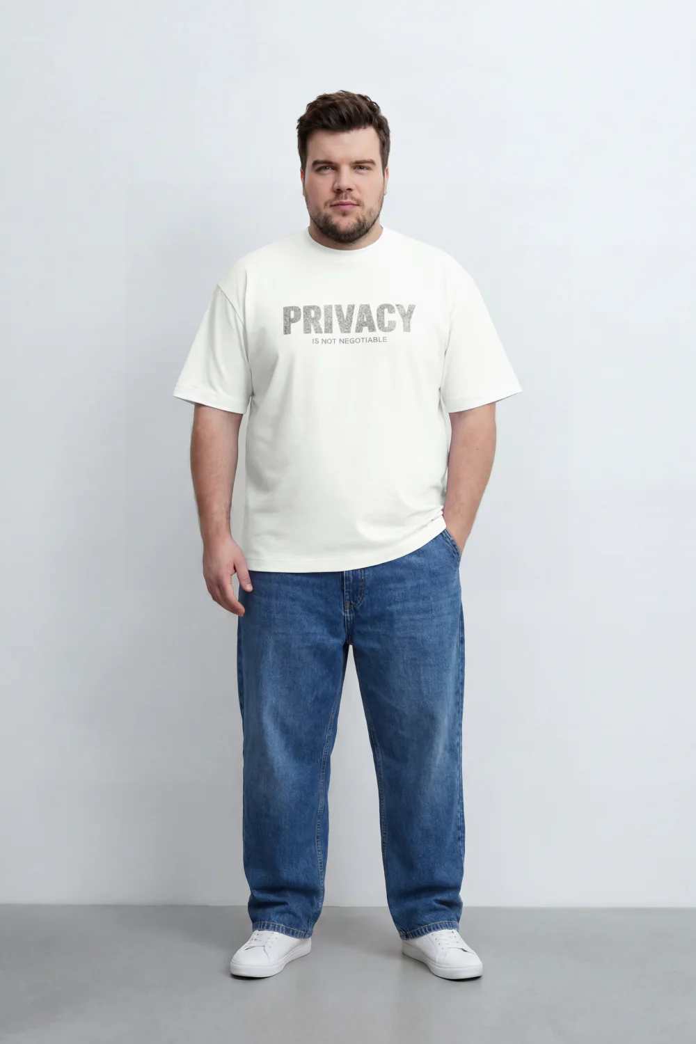 Men’s Tomato Store Private Code T-Shirt Front Privacy Statement Print Cracked Letter Effect Clean Plain Surface Big Size - Image 7