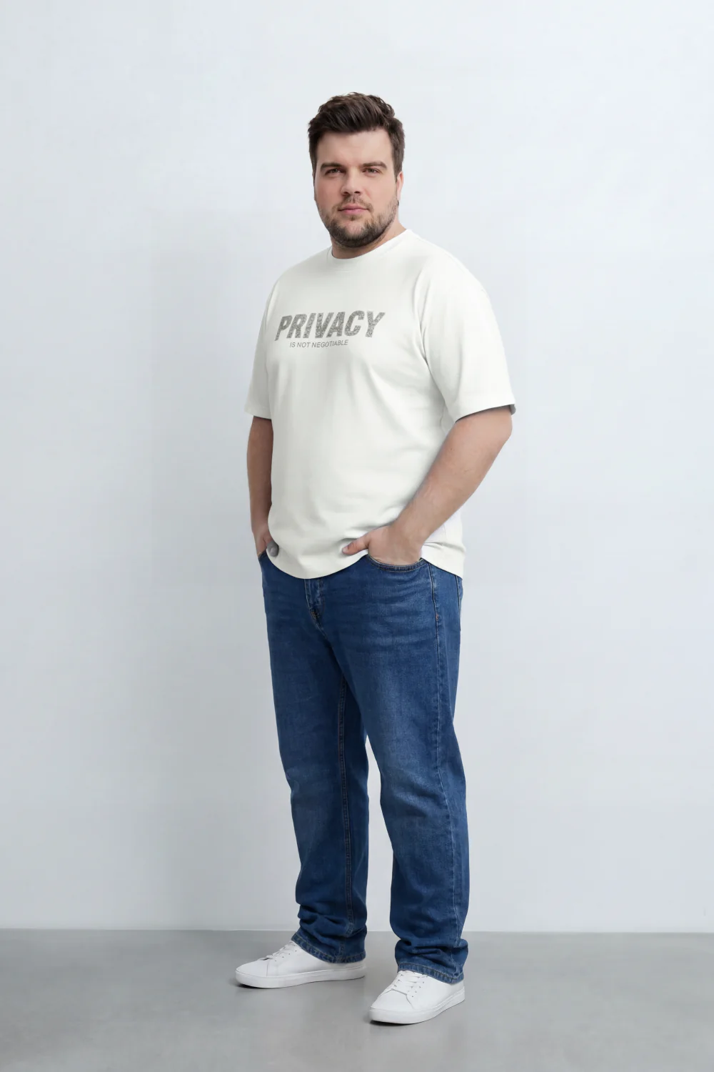 Men’s Tomato Store Private Code T-Shirt Front Privacy Statement Print Cracked Letter Effect Clean Plain Surface Big Size - Image 8
