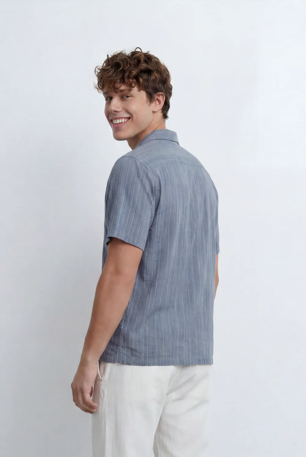 Men’s Tomato Store Resort Shirt Tonal Vertical Stripe Texture Open Collar Design Regular Fit - Image 10
