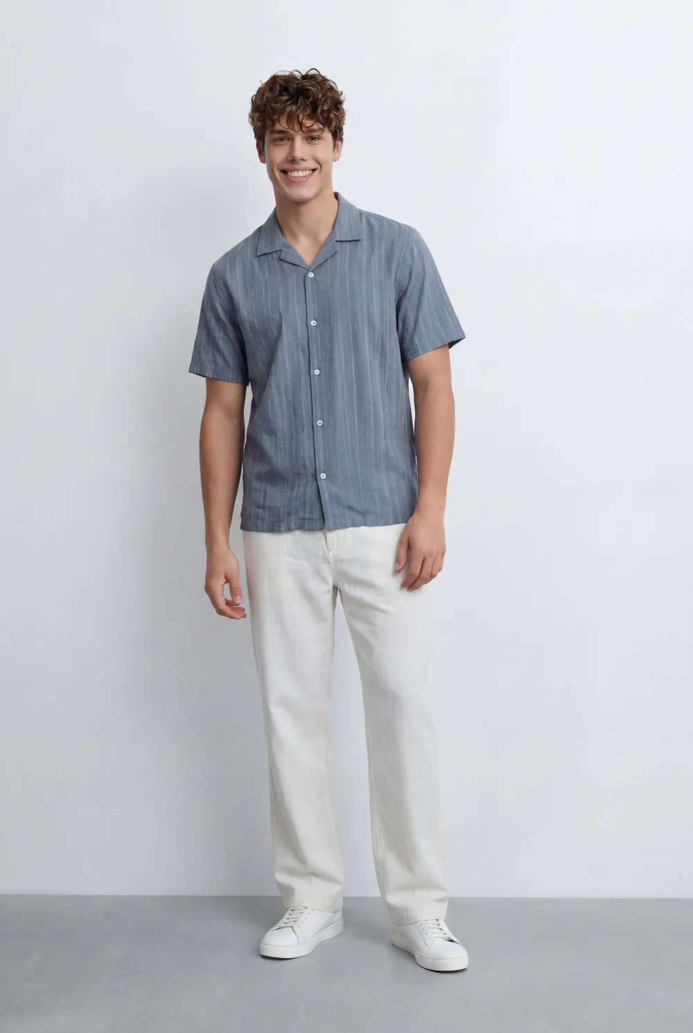 Men’s Tomato Store Resort Shirt Tonal Vertical Stripe Texture Open Collar Design Regular Fit - Image 11