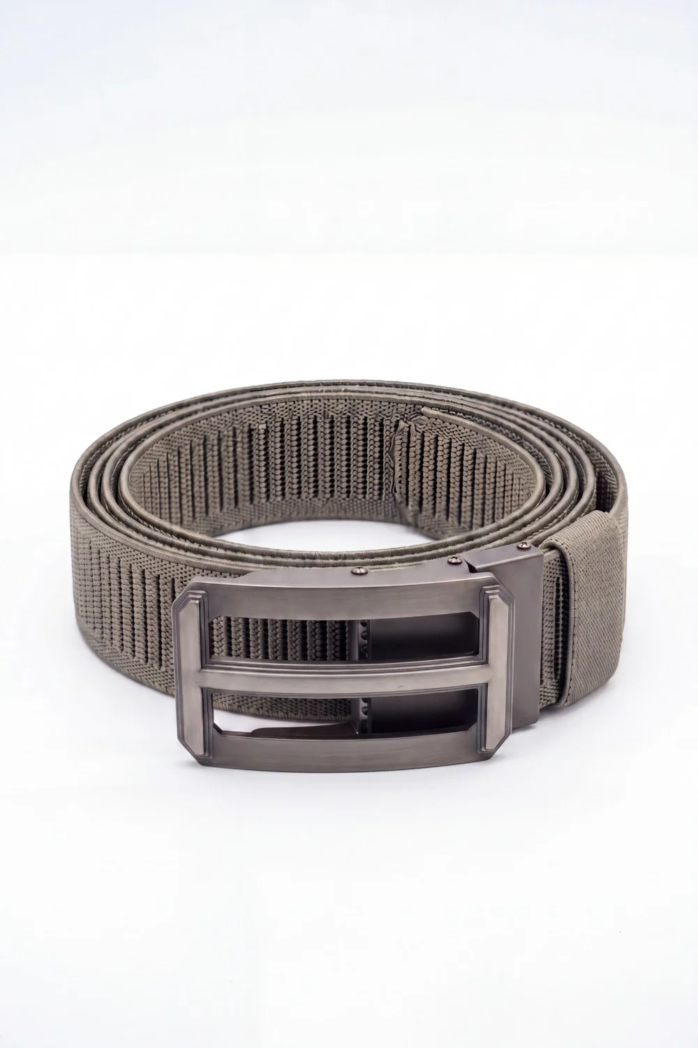Men’s Tomato Store Ribbed Woven Belt Built Strong Strap Double Bar Buckle Adjustable Slide Fit Durable Edge Stitching