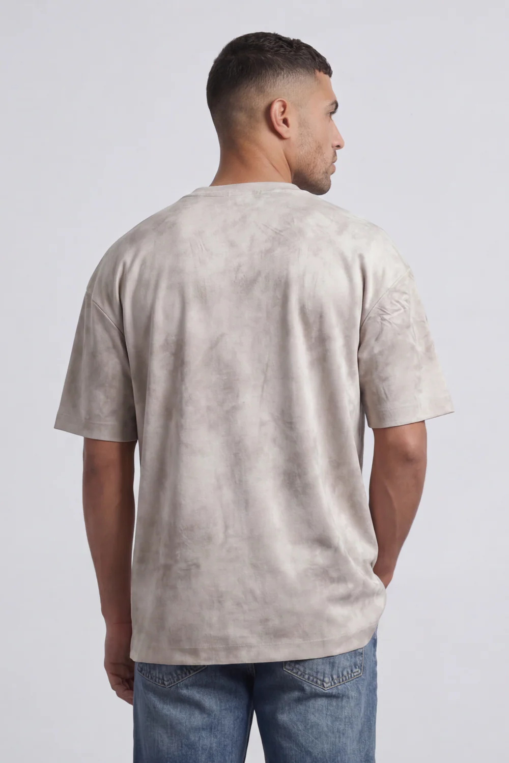 Men’s Tomato Store Sand Haze Oversized T-Shirt Mineral Cloud Wash Spreads Across The Body With Soft Smoky Texture Relaxed Fit - Image 2