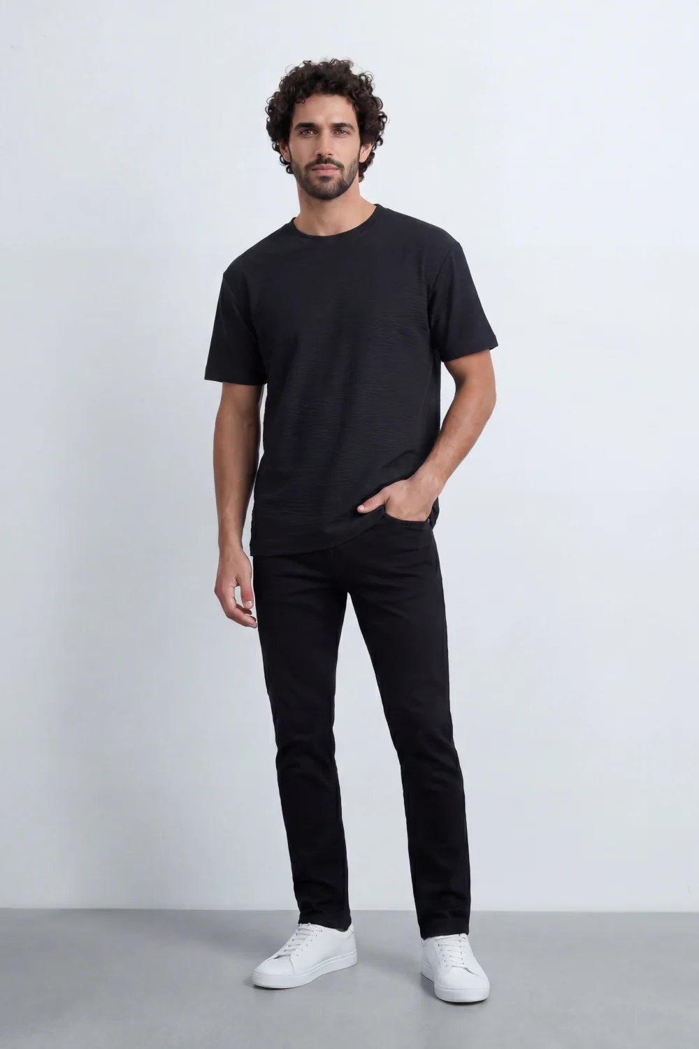 Men’s Tomato Store Shadow Ripple T-Shirt Fine Wave Texture Across The Body Plain Front Oversized Street Shape - Image 3