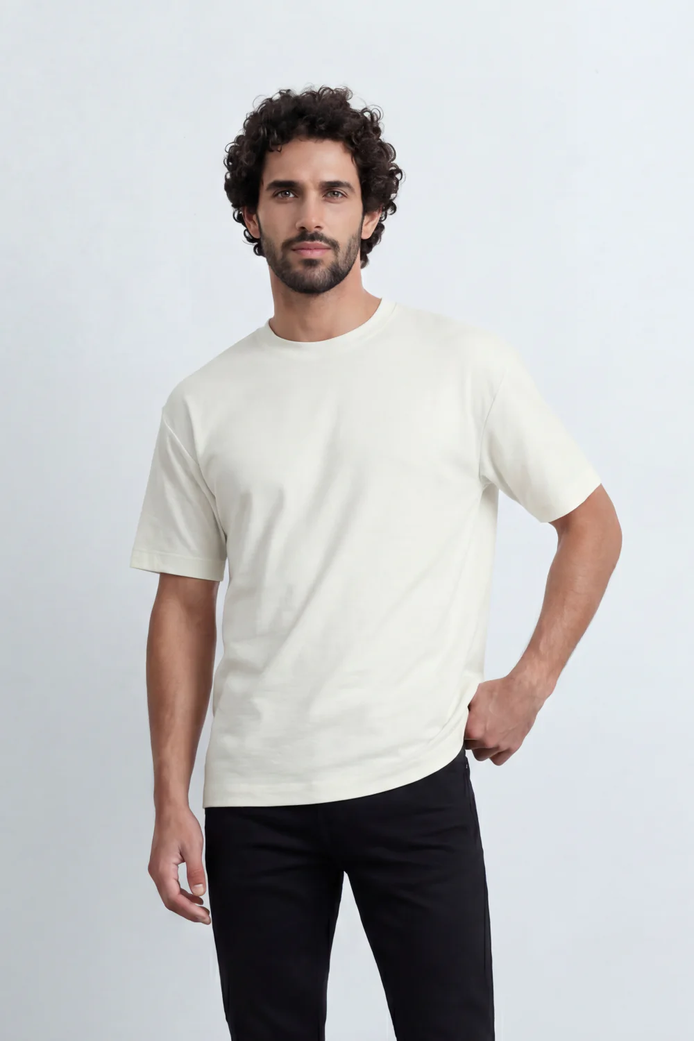 Men’s Tomato Store Shadow Ripple T-Shirt Fine Wave Texture Across The Body Plain Front Oversized Street Shape - Image 5