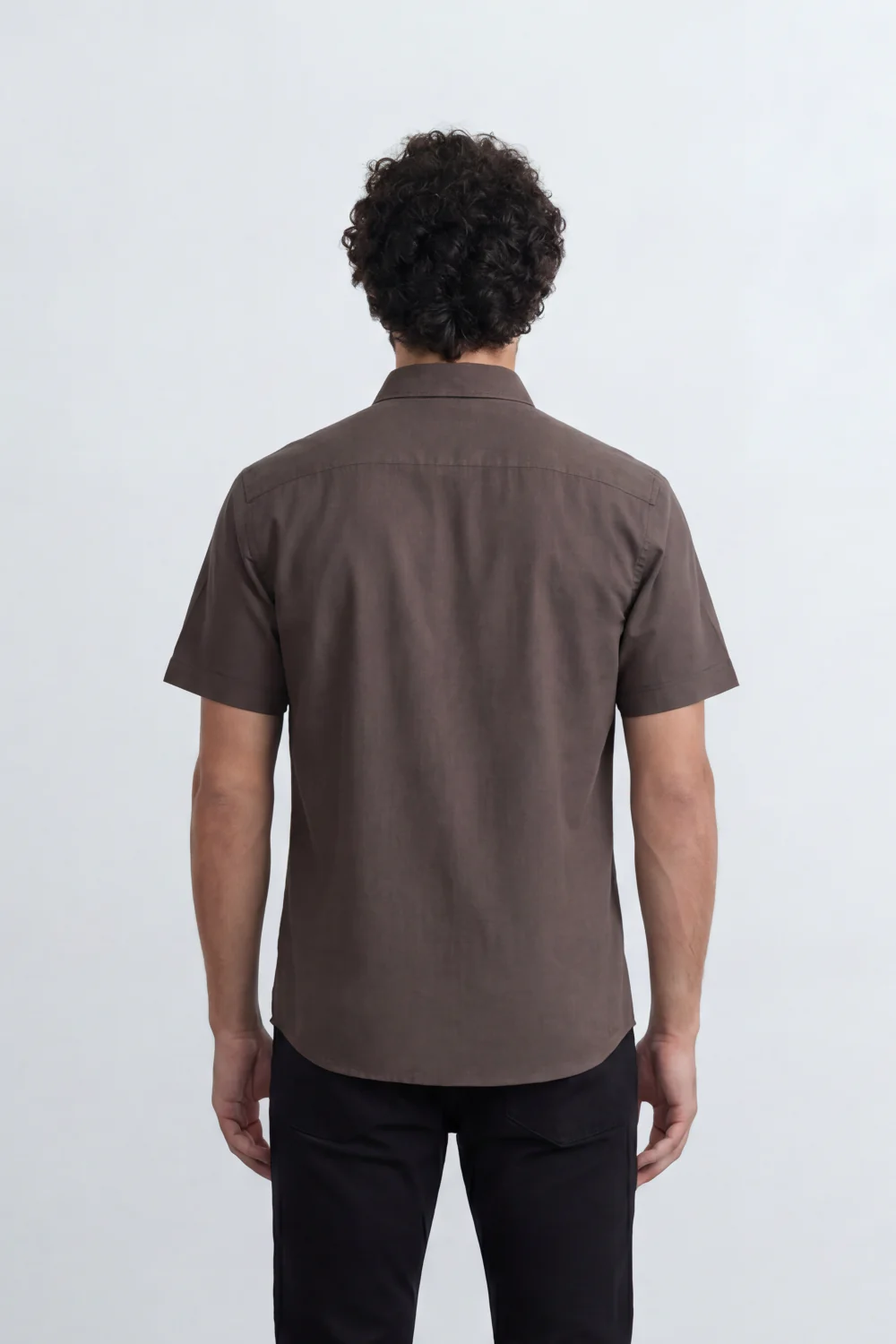 Men’s Tomato Store Shirt With Button Down Collar Short Sleeves Front Placket Texture Curved Hem Regular Fit - Image 30
