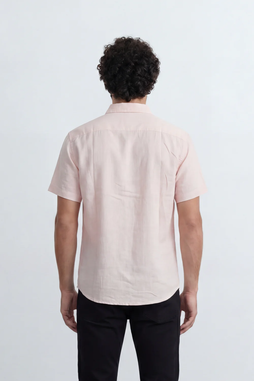 Men’s Tomato Store Shirt With Button Down Collar Short Sleeves Front Placket Texture Curved Hem Regular Fit - Image 42