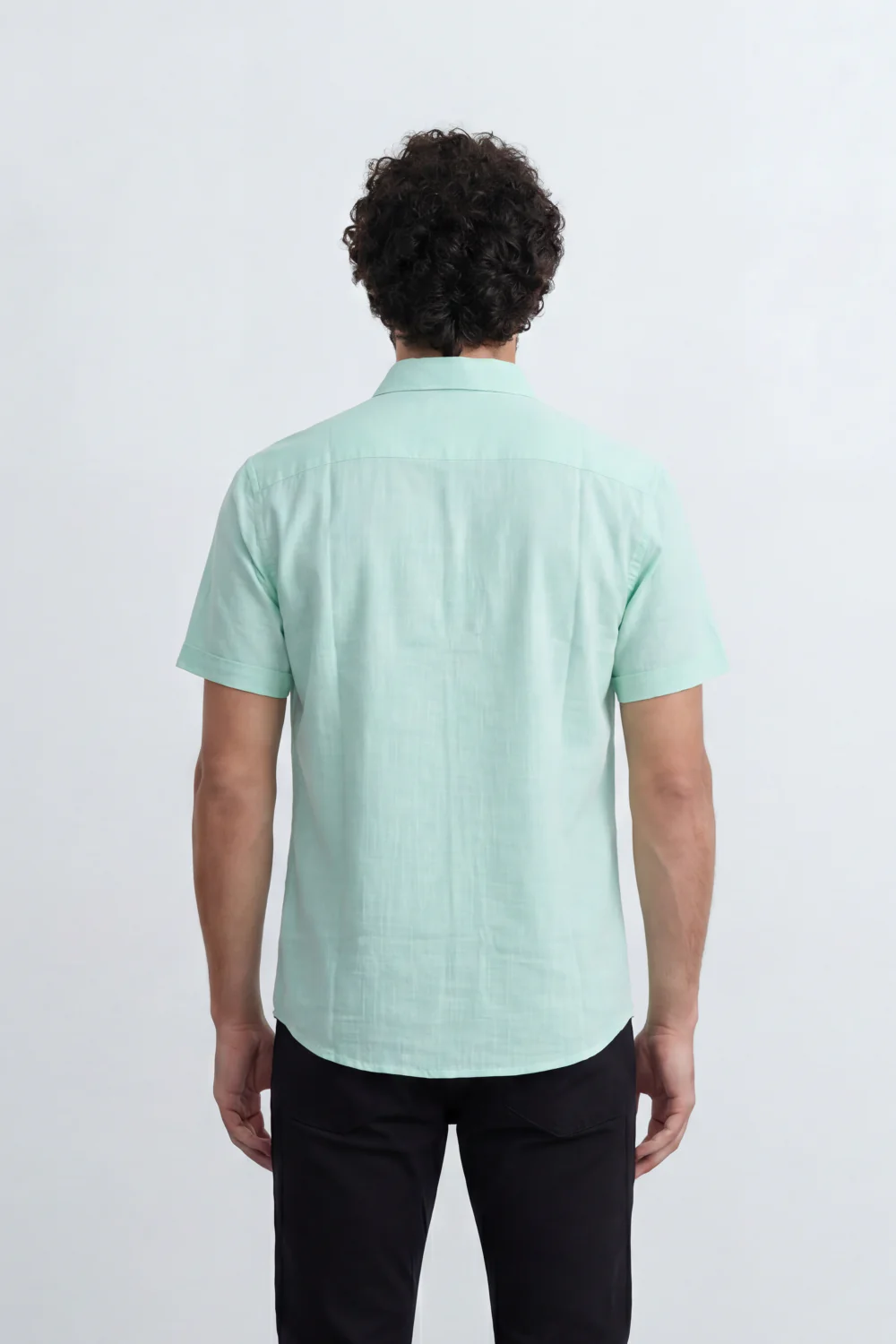 Men’s Tomato Store Shirt With Button Down Collar Short Sleeves Front Placket Texture Curved Hem Regular Fit - Image 46