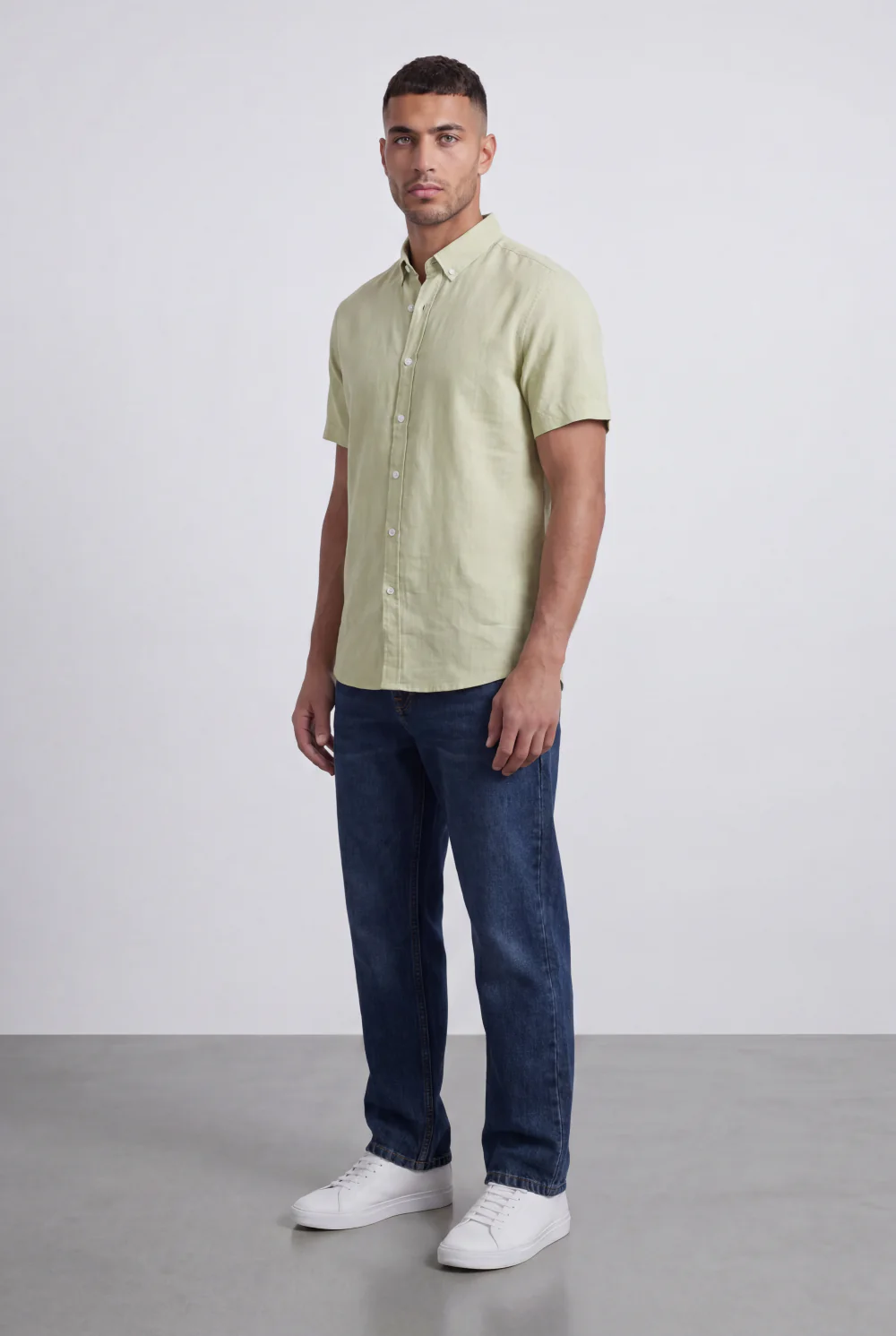 Men’s Tomato Store Shirt With Button Down Collar Short Sleeves Front Placket Texture Curved Hem Regular Fit - Image 7