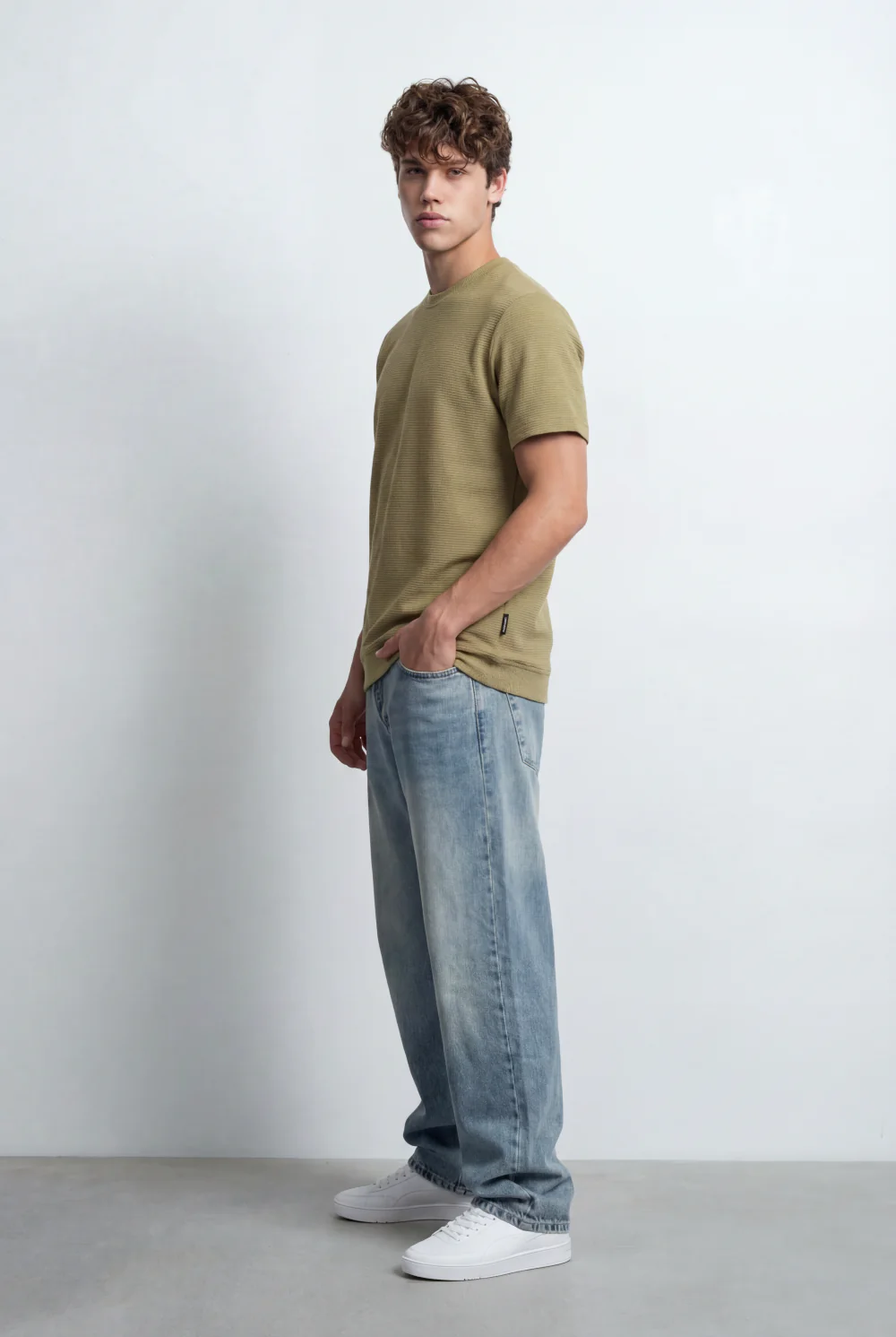 Men’s Tomato Store Short Sleeves Textured Knit Crew Neck Regular Fit T-Shirt - Image 3