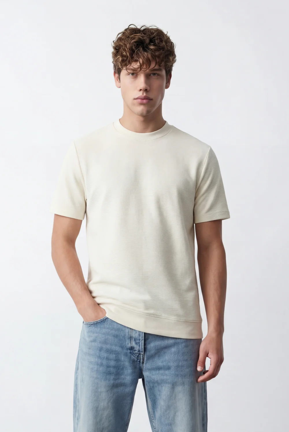 Men’s Tomato Store Short Sleeves Textured Knit Crew Neck Regular Fit T-Shirt - Image 7