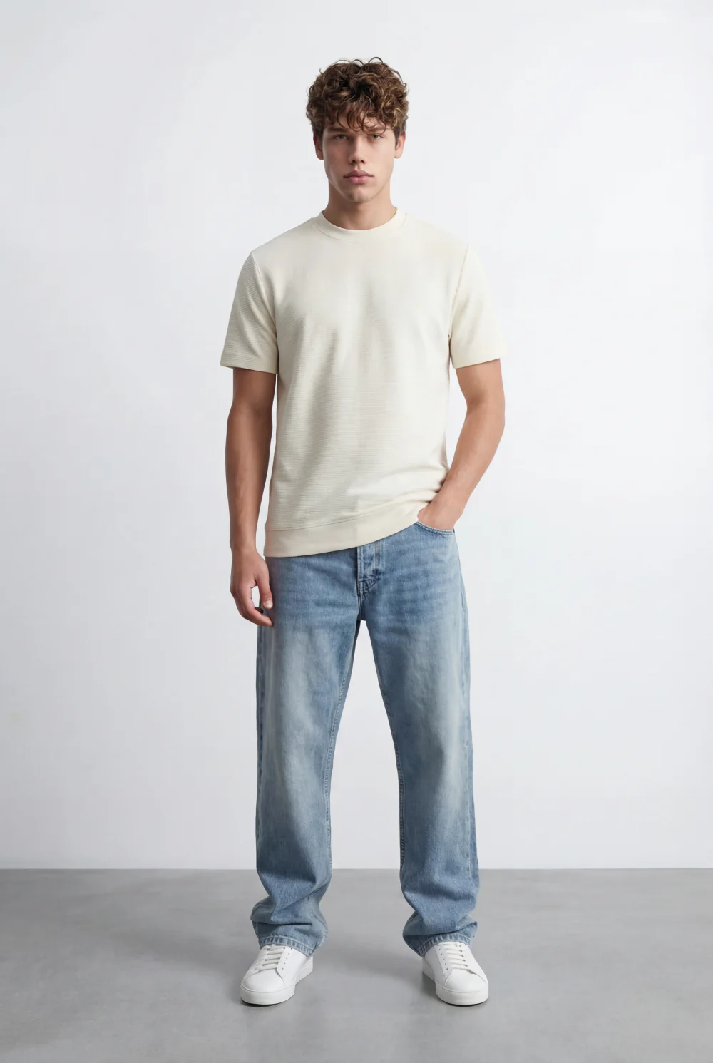 Men’s Tomato Store Short Sleeves Textured Knit Crew Neck Regular Fit T-Shirt - Image 9