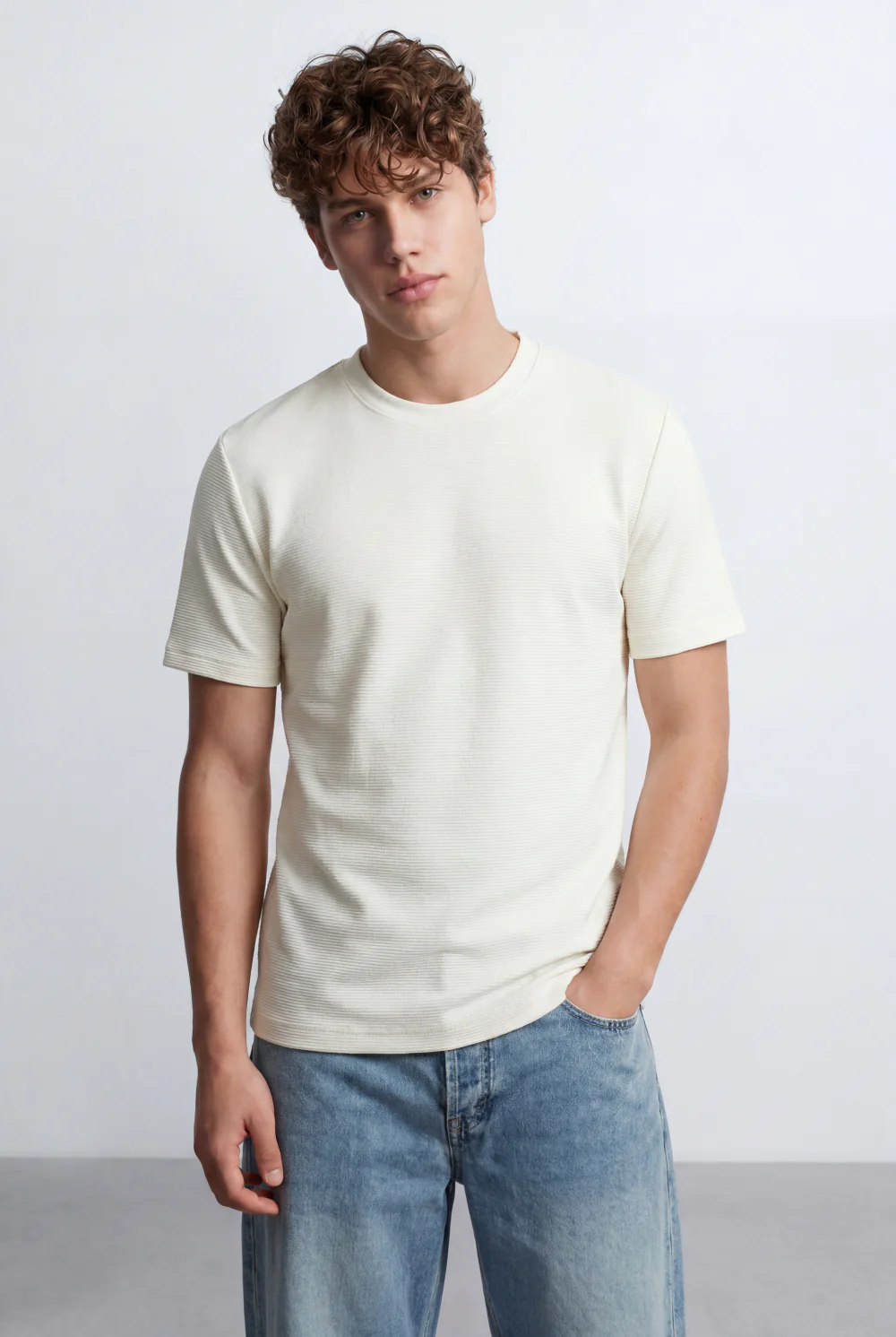 Men’s Tomato Store Slim Fit Textured Micro Rib Tailored Breathable Fabric Everyday Premium Basic T-Shirt - Image 7