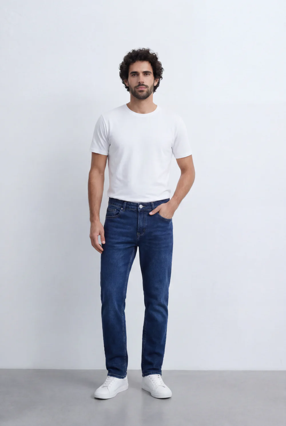 Men’s Tomato Store Slim Tapered Denim Mid Rise Waist Clean Five Pocket Design Slim Fit Pants - Image 4