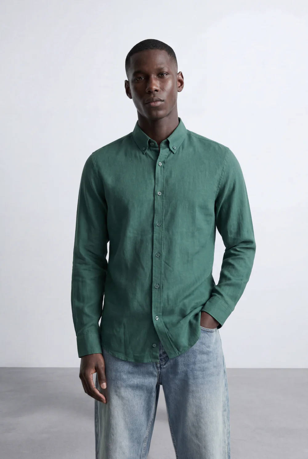 Men’s Tomato Store Smart Casual Shirt Clean Button Down Front Linen Fabric Slim Fit - Image 9