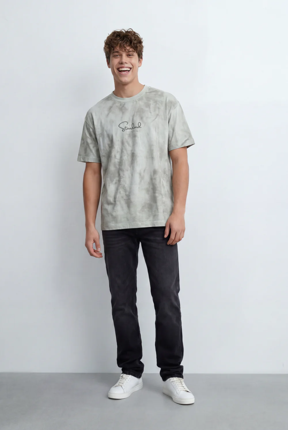 Men’s Tomato Store Soft Cloud Wash With Subtle Tie Dye T-Shirt With Minimal Chest Print - Image 3