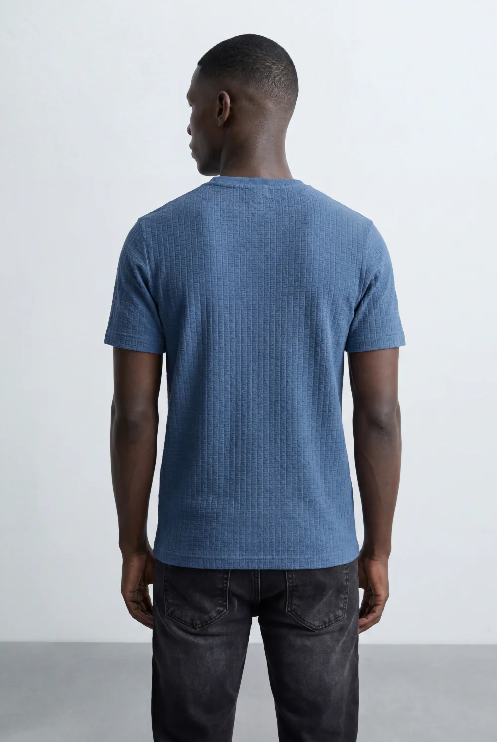 Men’s Tomato Store Structured Knit T-Shirt Grid Texture Surface Slim Fit - Image 10