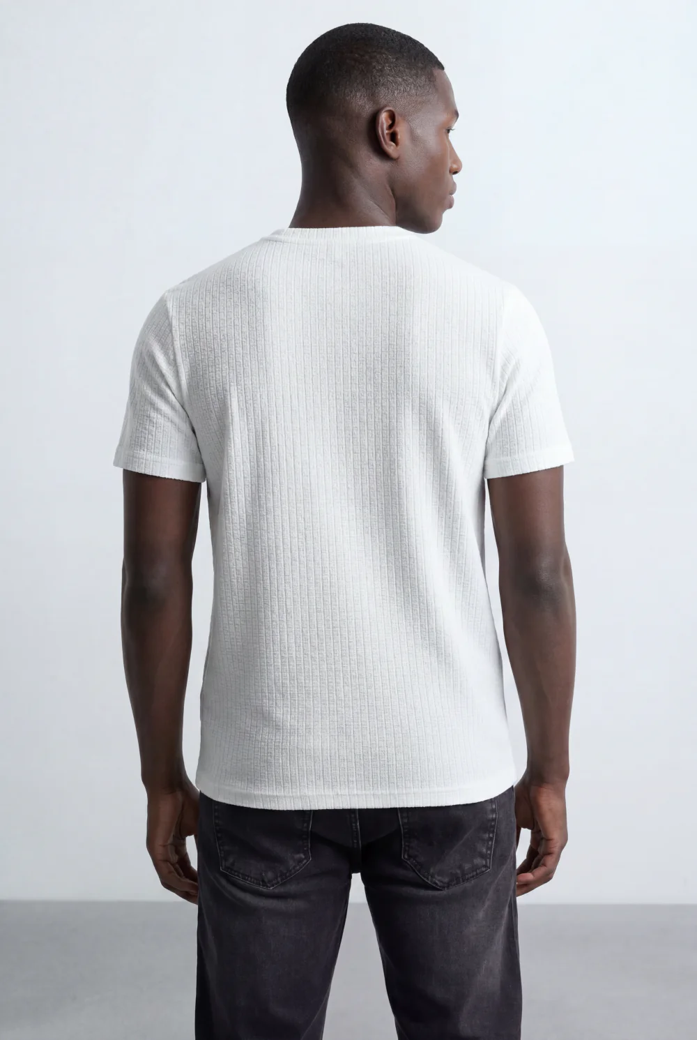 Men’s Tomato Store Structured Knit T-Shirt Grid Texture Surface Slim Fit - Image 14
