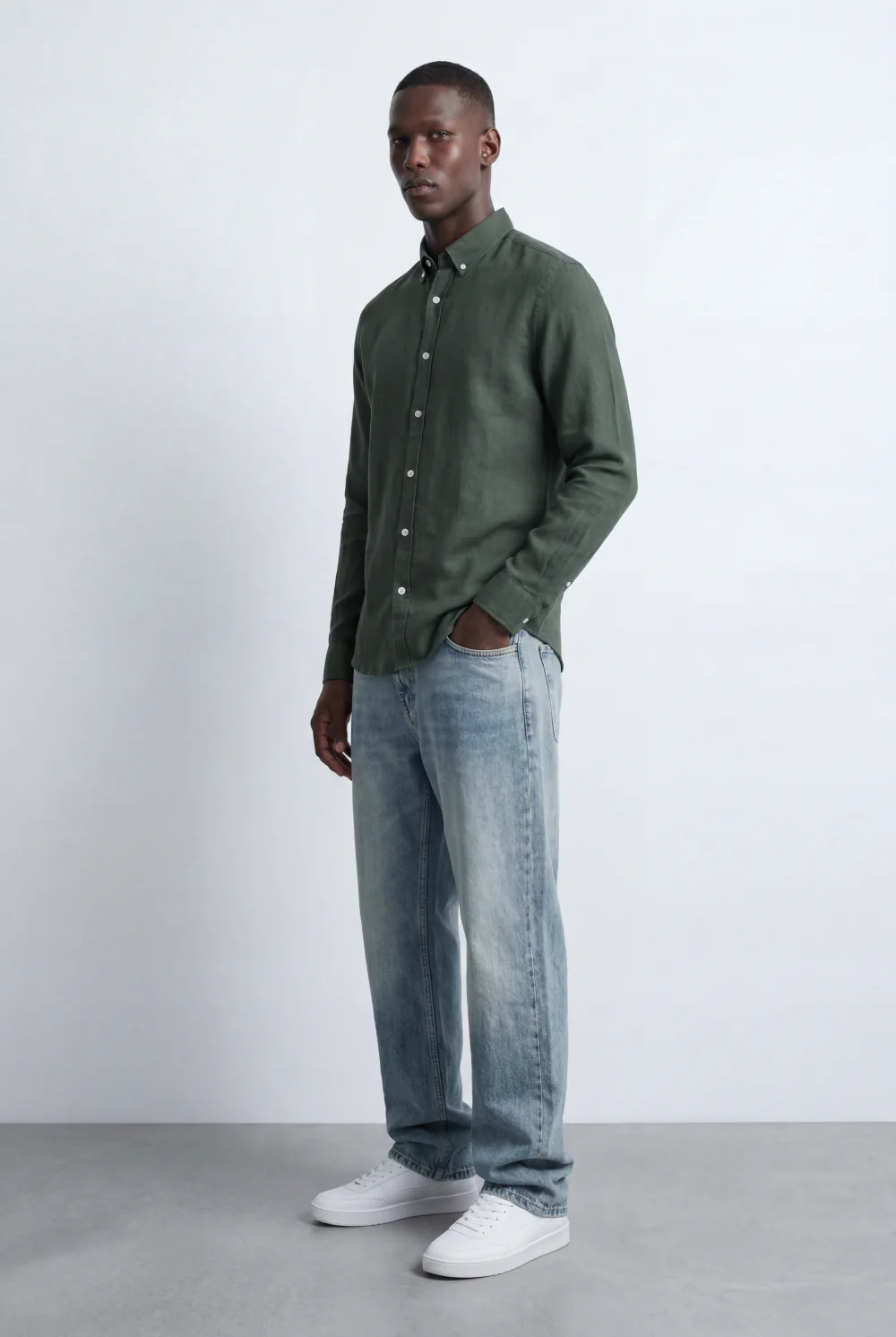 Men’s Tomato Store Tailored Regular Fit Long Sleeve Breathable Fabric Linen Blend Shirt - Image 24