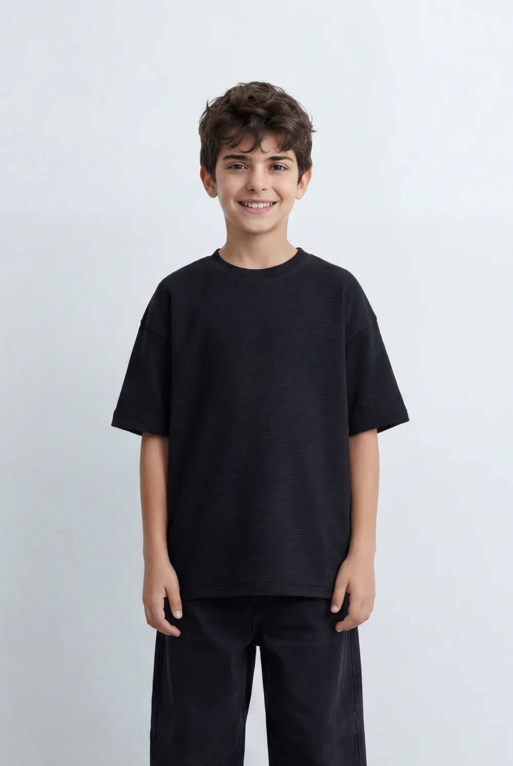 Boy’s Tomato Store Textured Oversized Basic T-Shirt Ribbed Knit Surface
