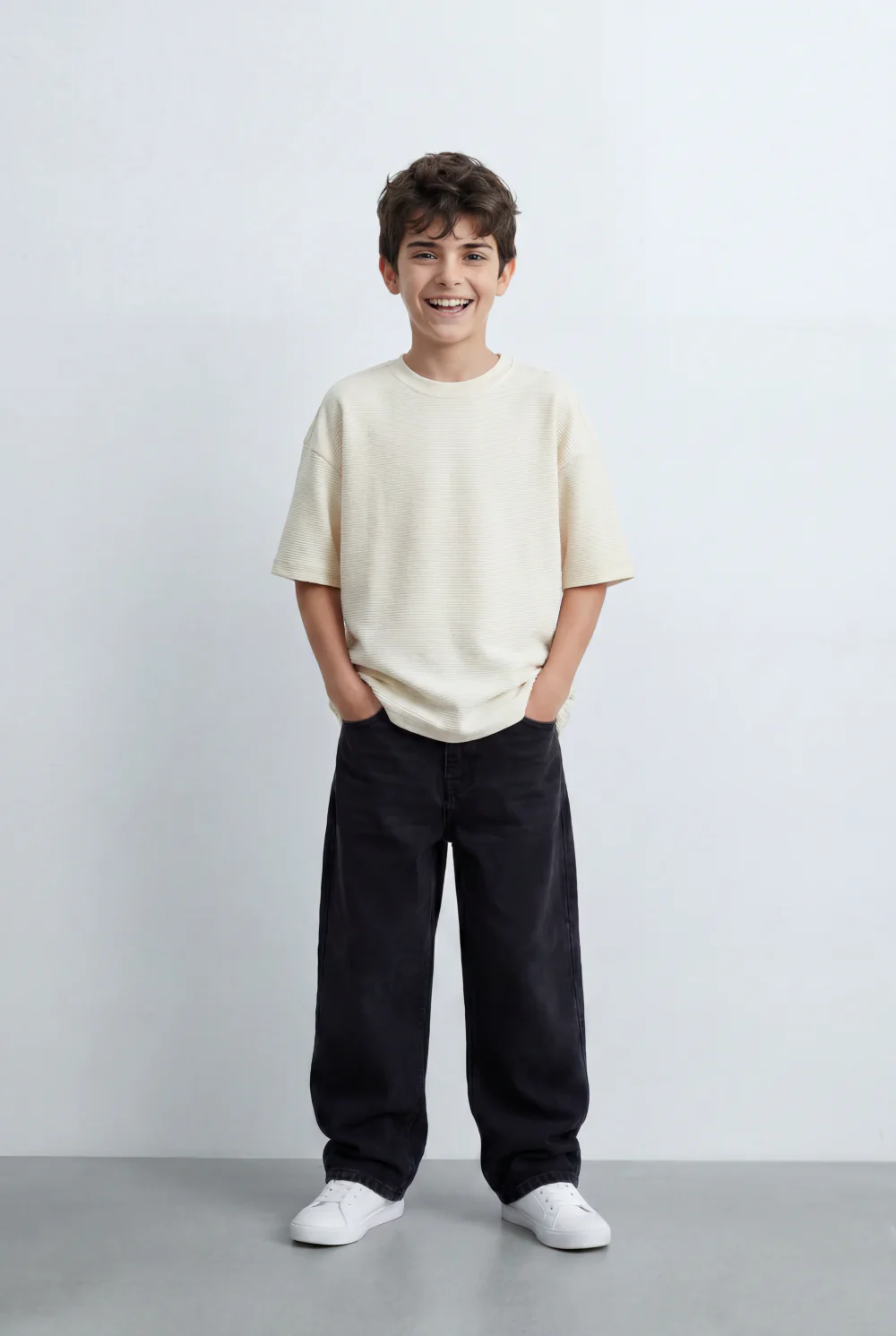 Boy’s Tomato Store Textured Oversized Basic T-Shirt Ribbed Knit Surface - Image 11