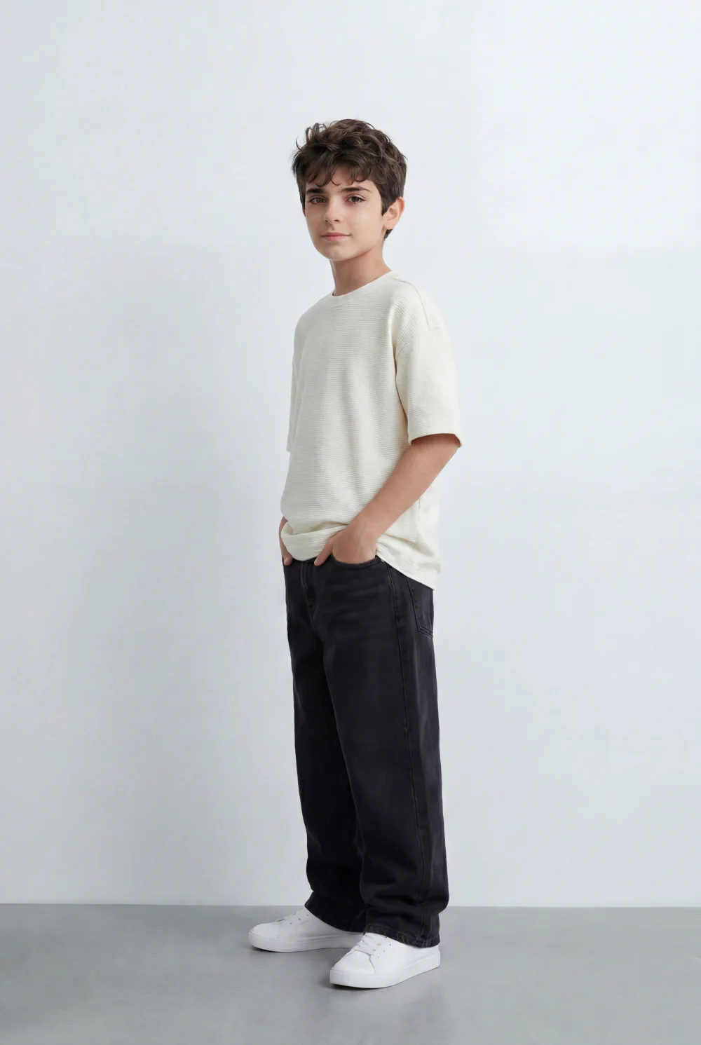 Boy’s Tomato Store Textured Oversized Basic T-Shirt Ribbed Knit Surface - Image 12