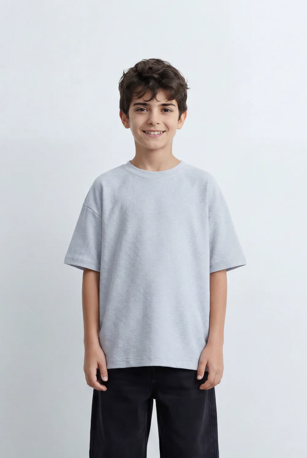 Boy’s Tomato Store Textured Oversized Basic T-Shirt Ribbed Knit Surface - Image 13