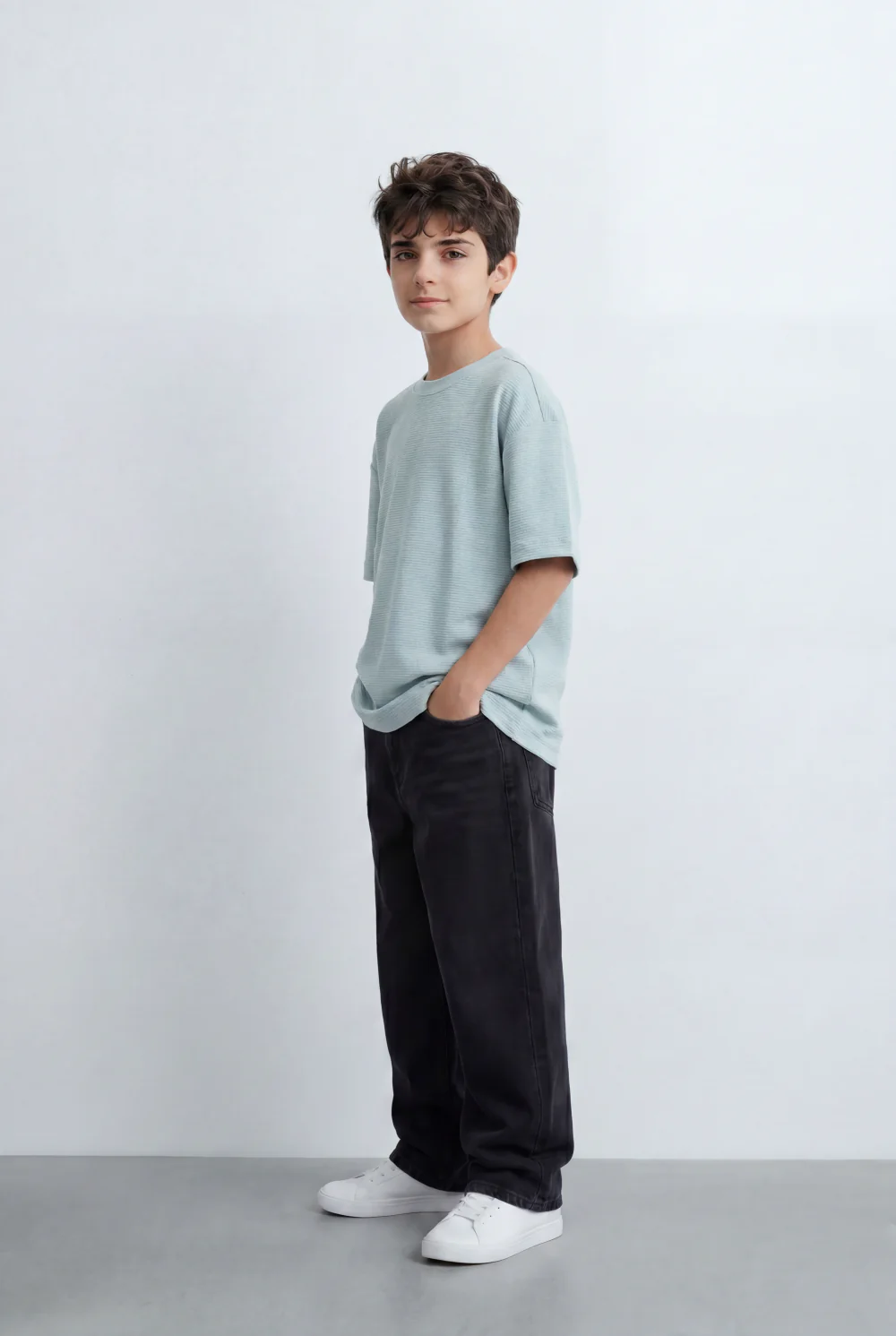Boy’s Tomato Store Textured Oversized Basic T-Shirt Ribbed Knit Surface - Image 20