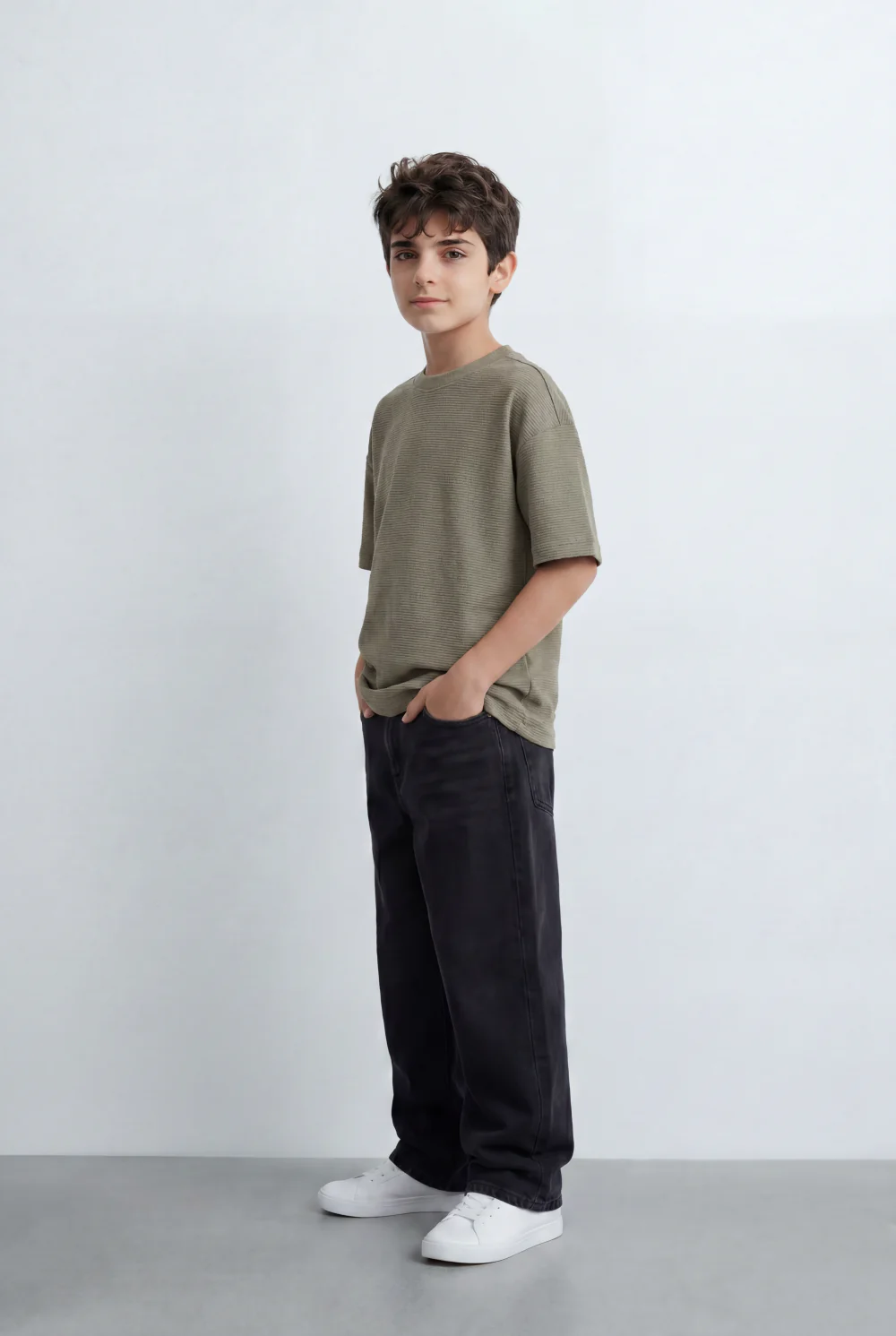 Boy’s Tomato Store Textured Oversized Basic T-Shirt Ribbed Knit Surface - Image 24