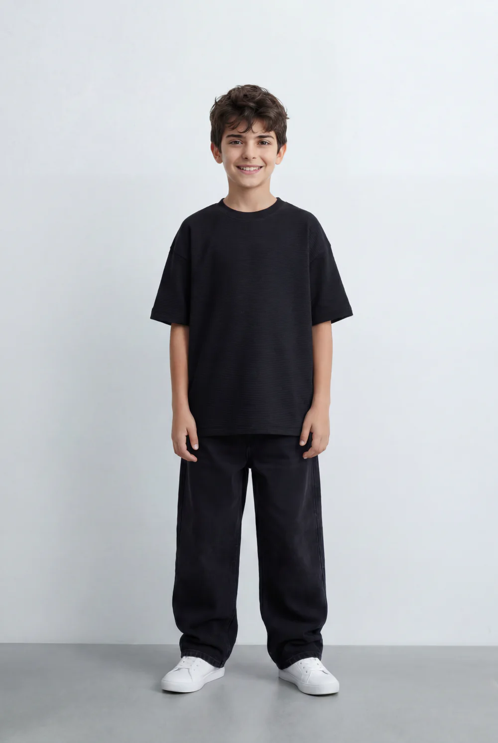 Boy’s Tomato Store Textured Oversized Basic T-Shirt Ribbed Knit Surface - Image 3