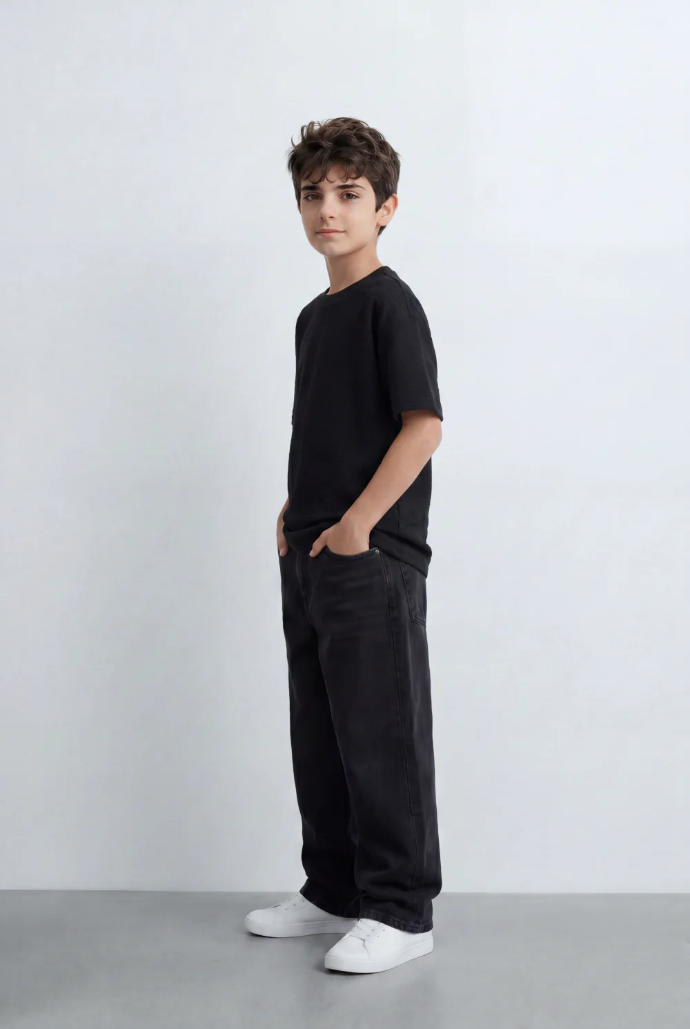 Boy’s Tomato Store Textured Oversized Basic T-Shirt Ribbed Knit Surface - Image 4