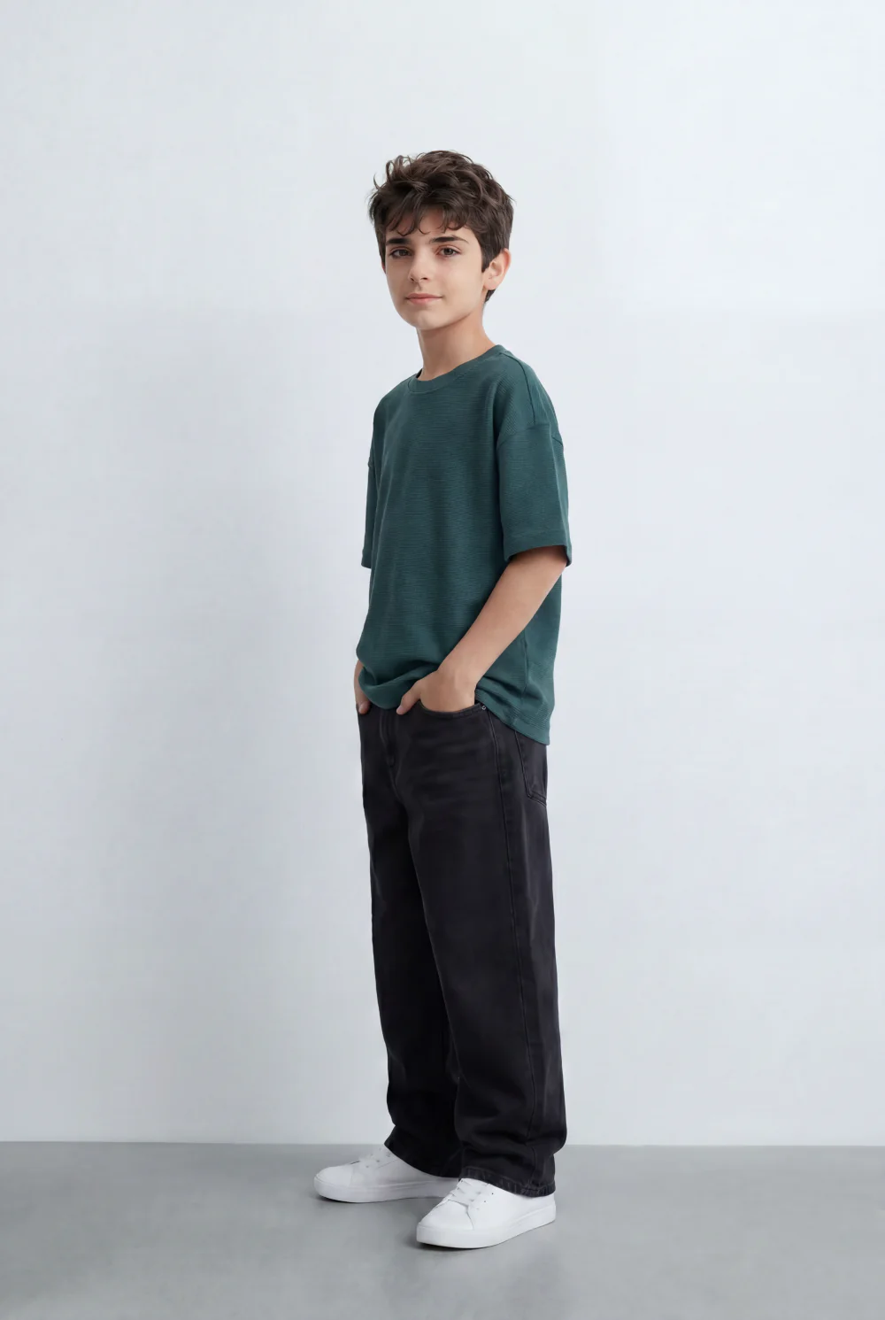 Boy’s Tomato Store Textured Oversized Basic T-Shirt Ribbed Knit Surface - Image 8