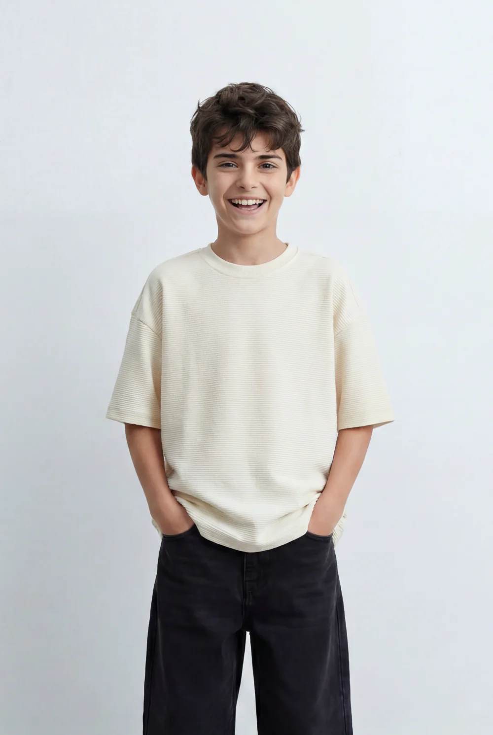 Boy’s Tomato Store Textured Oversized Basic T-Shirt Ribbed Knit Surface - Image 9
