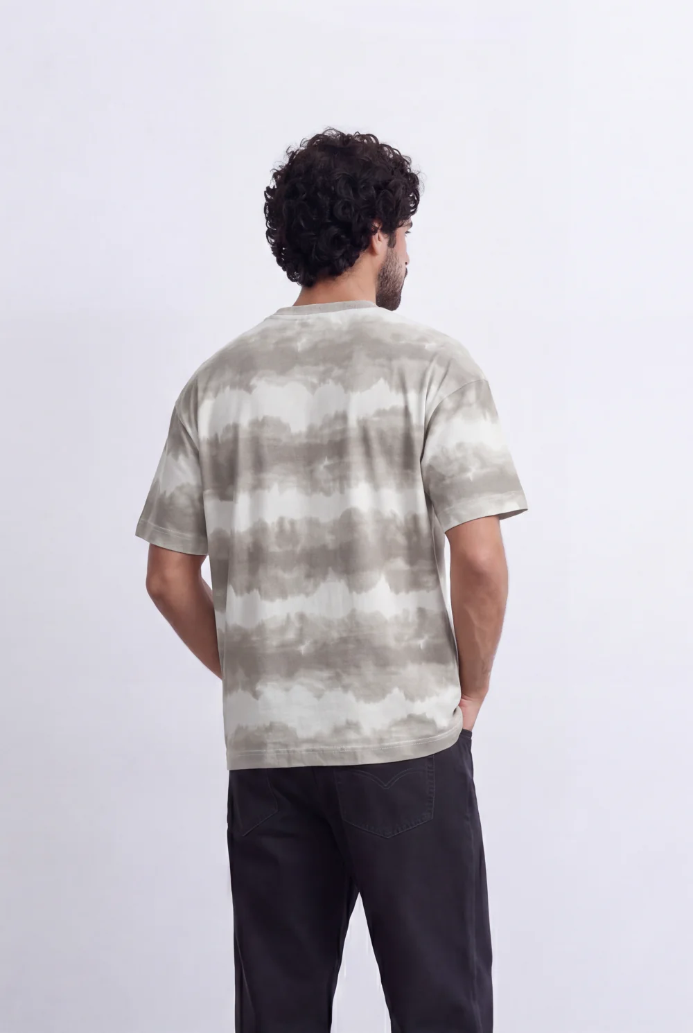 Men’s Tomato Store Tie Dye Stripe T-Shirt Blended Horizontal Wash Pattern Relaxed Shape - Image 2