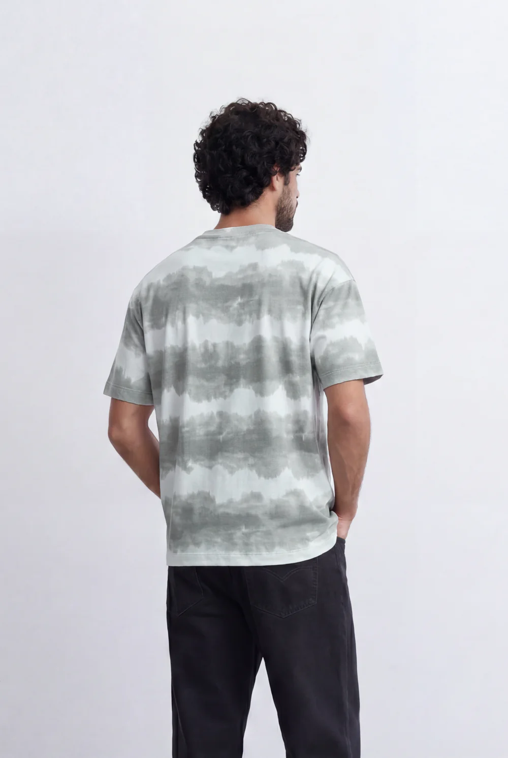 Men’s Tomato Store Tie Dye Stripe T-Shirt Blended Horizontal Wash Pattern Relaxed Shape - Image 6