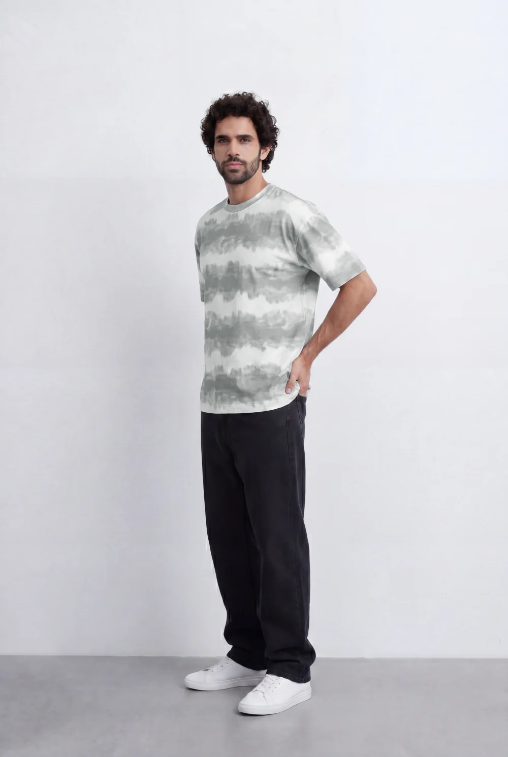 Men’s Tomato Store Tie Dye Stripe T-Shirt Blended Horizontal Wash Pattern Relaxed Shape - Image 8