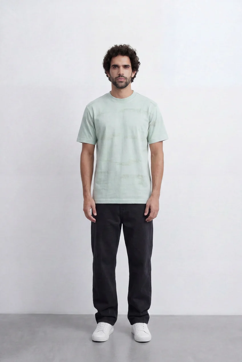 Men’s Tomato Store Tonal Texture T-Shirt Subtle Brush Stroke Pattern Relaxed Shape - Image 11