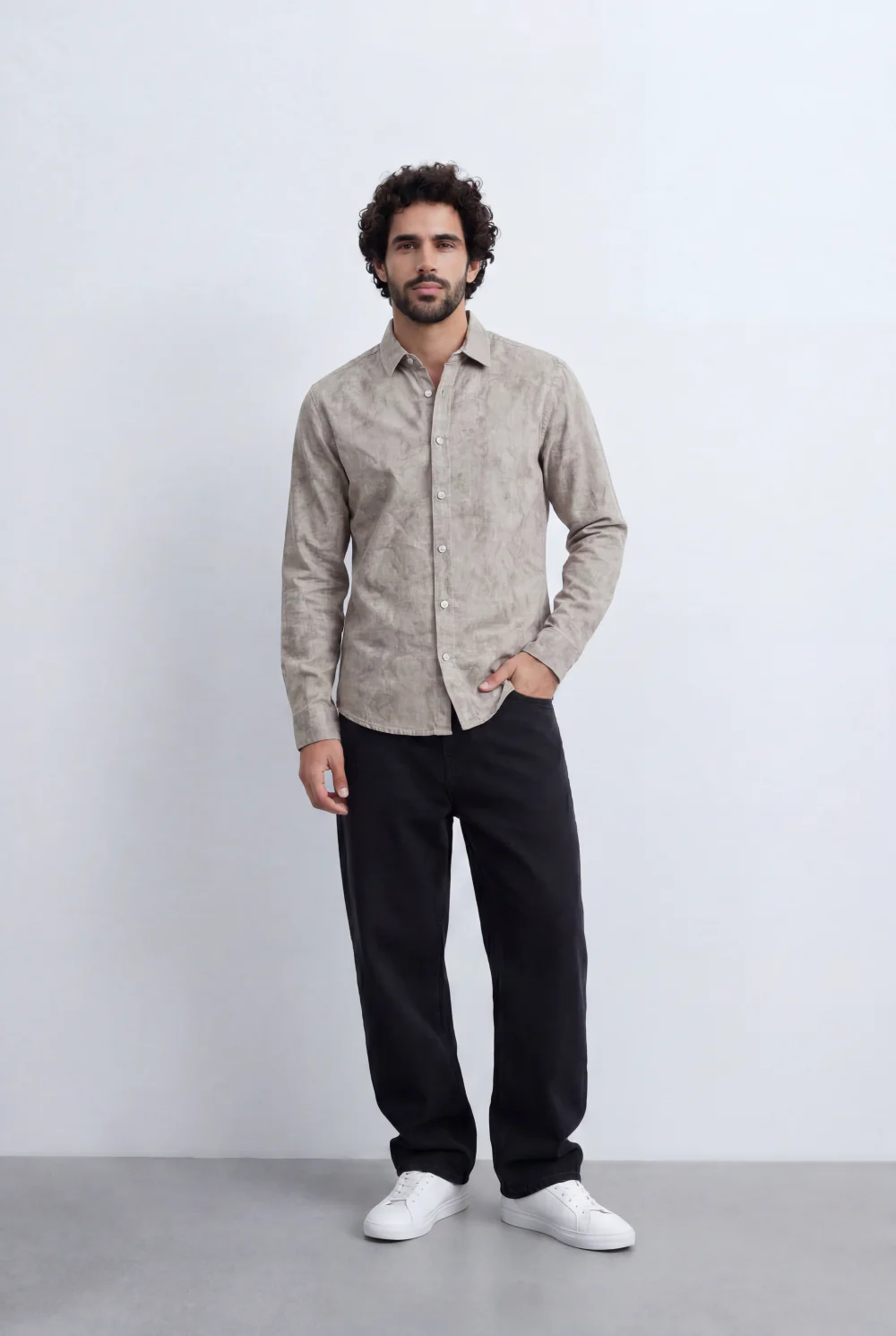 Men’s Tomato Store Washed Chambray Jeans Shirt Soft Fade Texture Finish Clean Tailored Slim Fit - Image 11